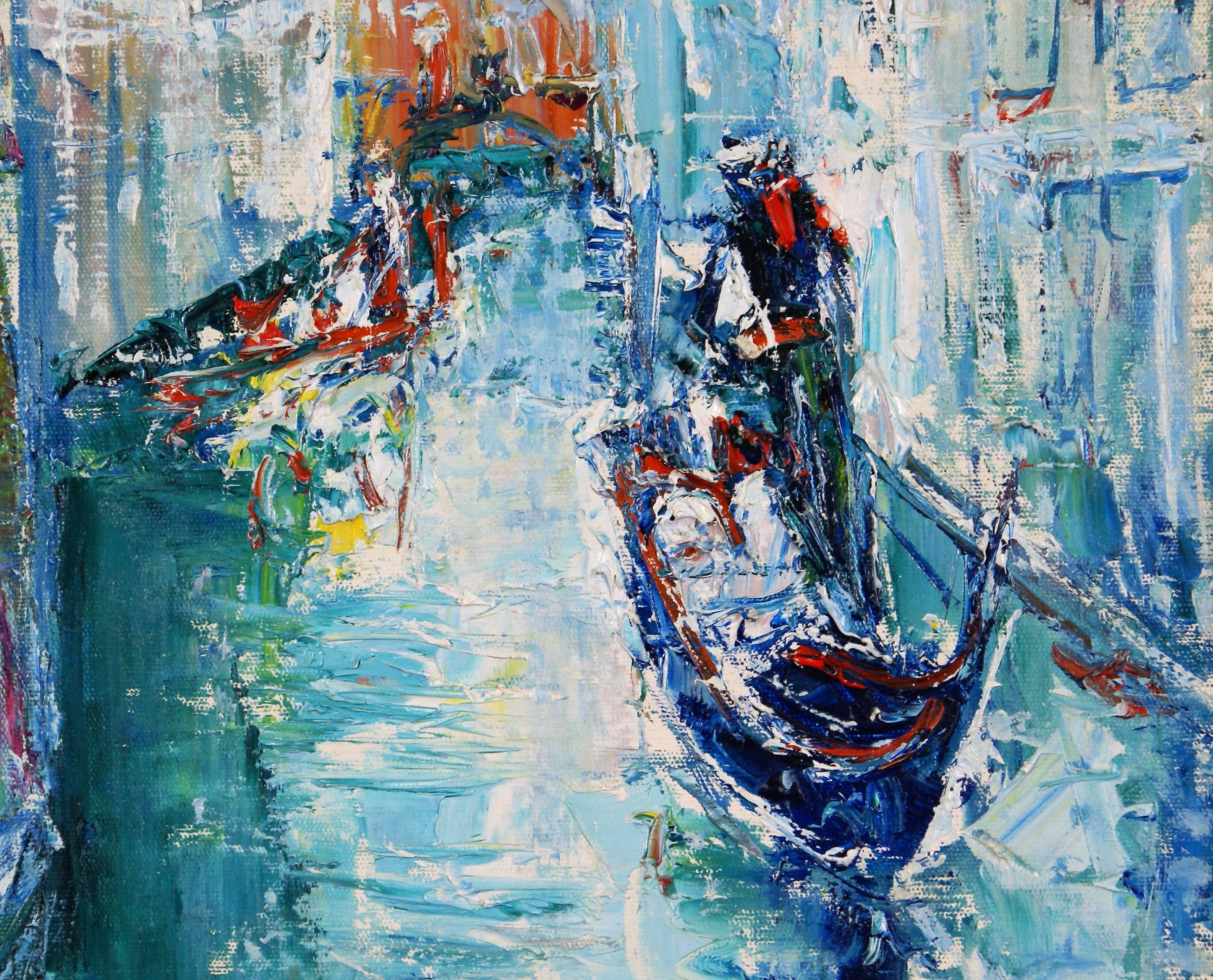  Promenade en Gondole (Gondola Ride) - Post-Impressionist Painting by Yolande Ardissone