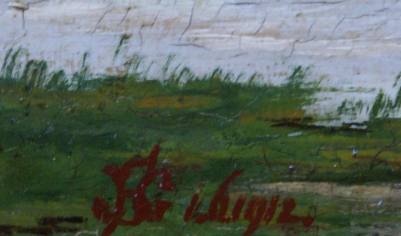 {Dutch Landscape with Windmill} - Painting by Unknown