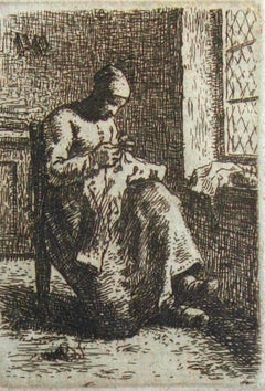 A Woman Sewing.