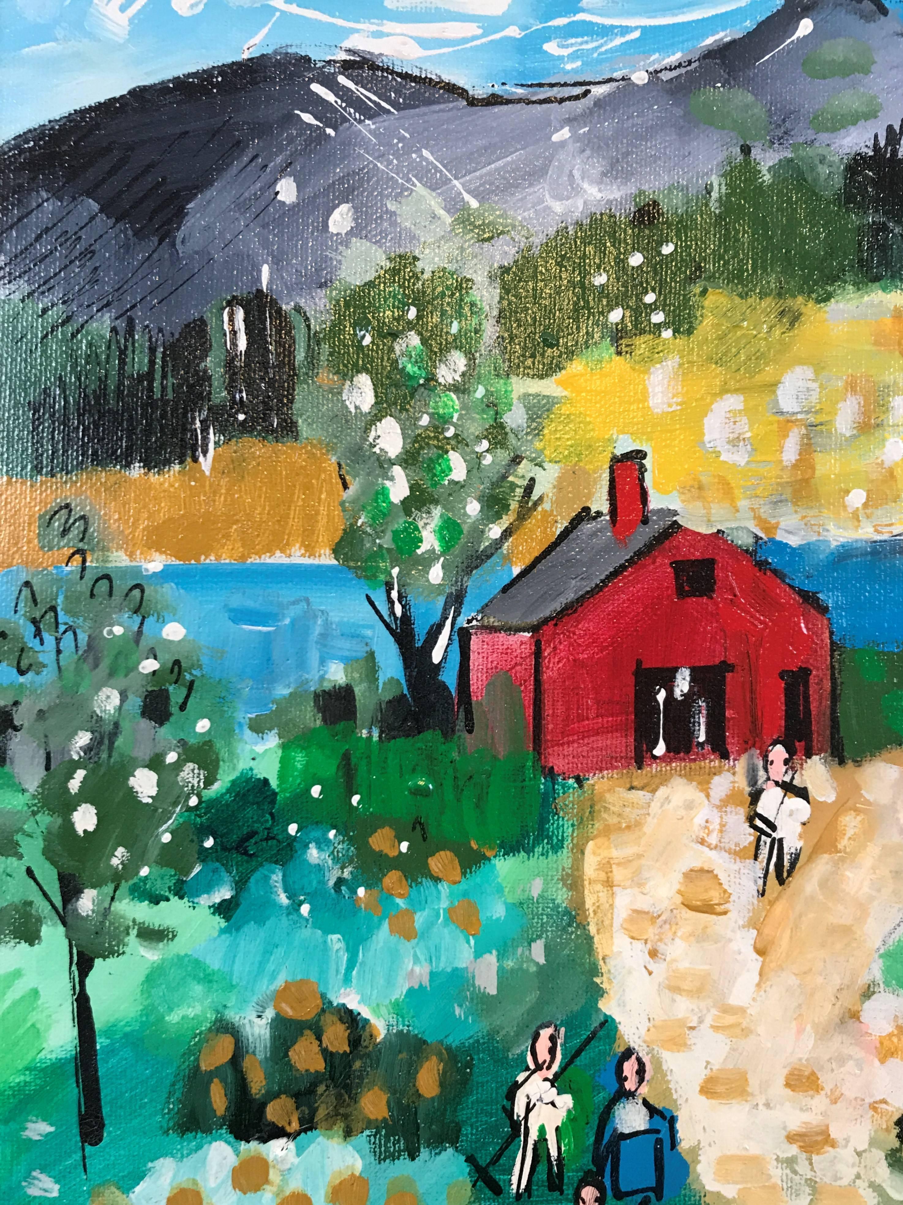 New England Farm - Modern Painting by Charles Cobelle