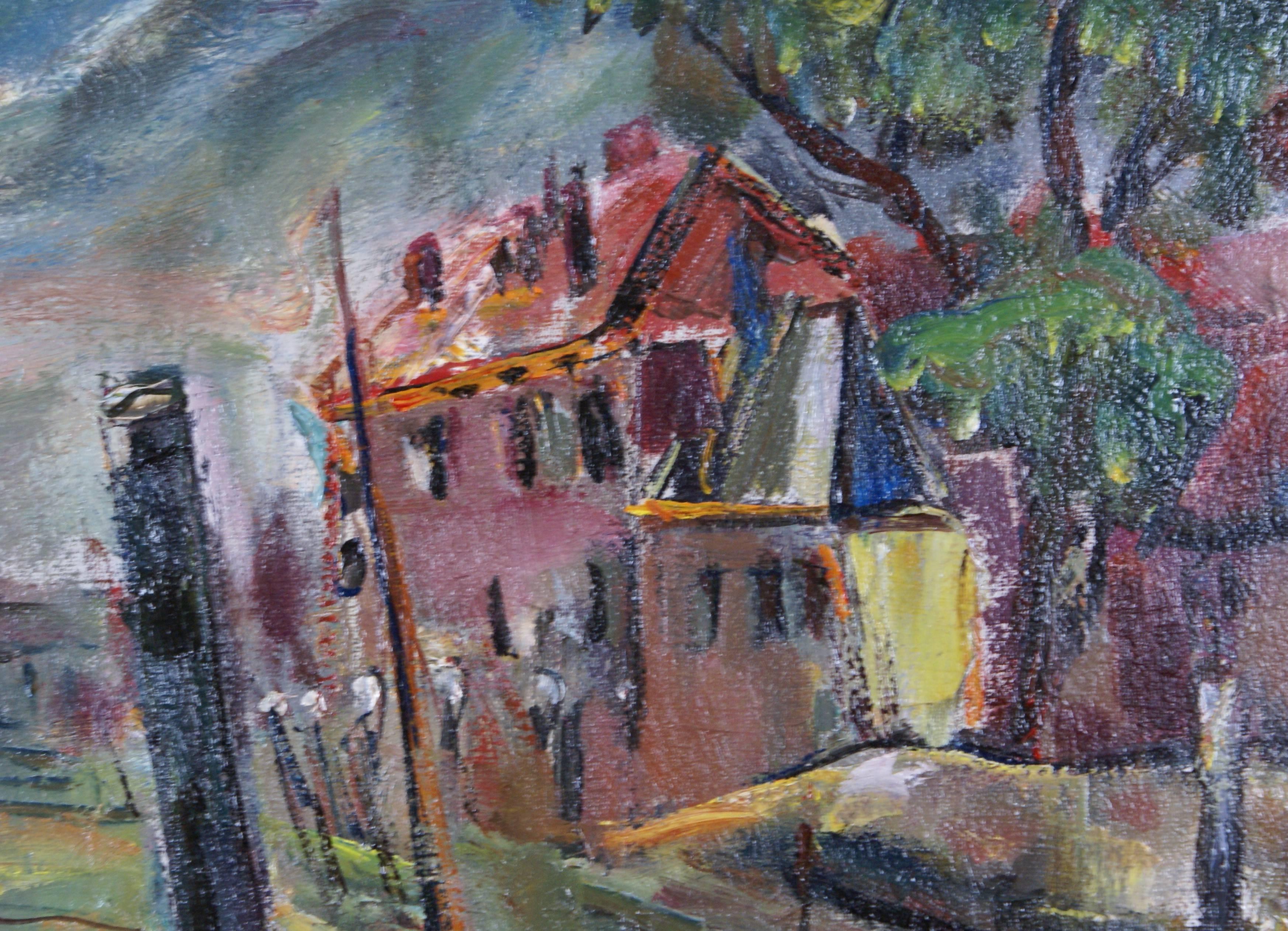 {The Wharf} - Post-Impressionist Painting by Marion Huse