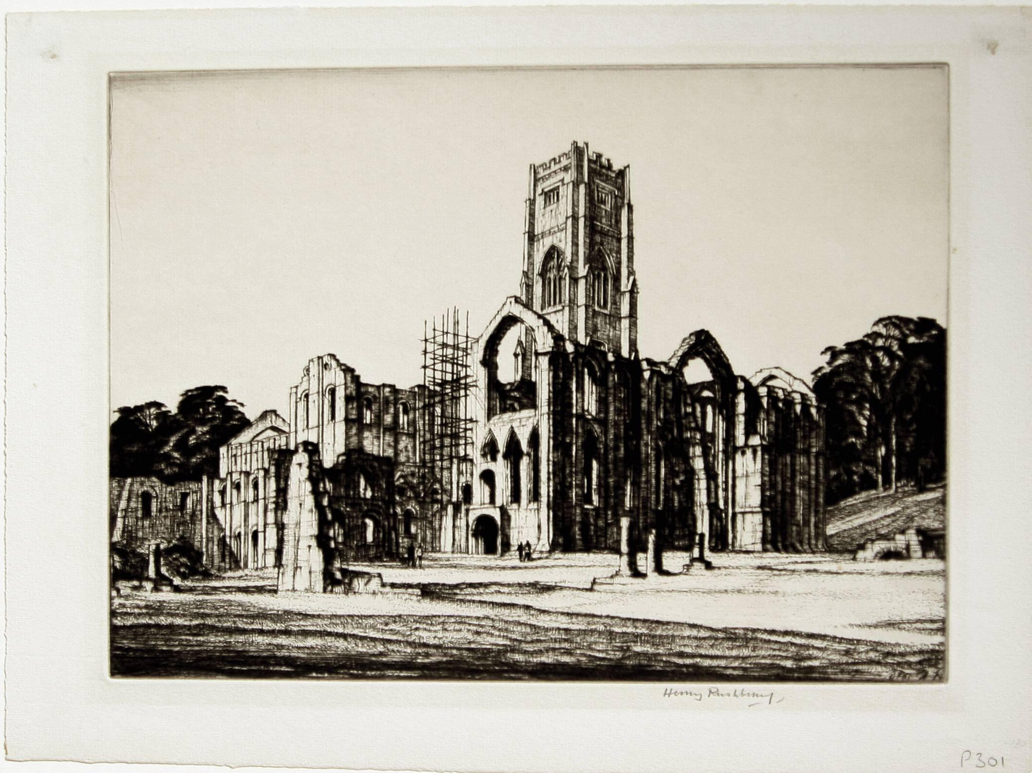 Fountains Abbey. - Print by Henry Rushbury