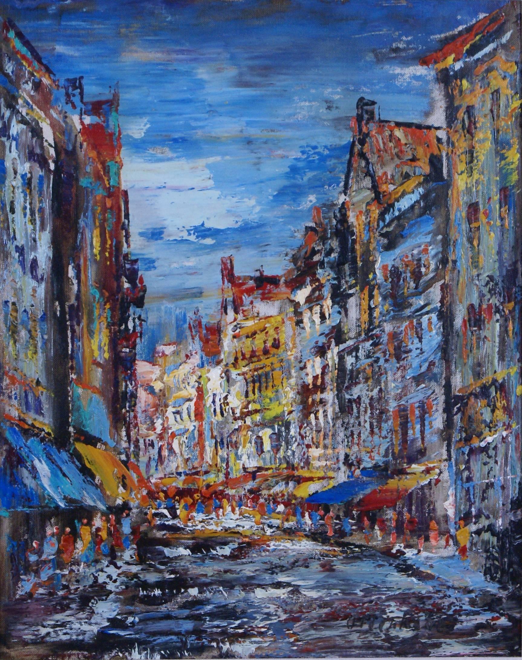 Amsterdam Scene - Painting by Arnoldus Oldenhave