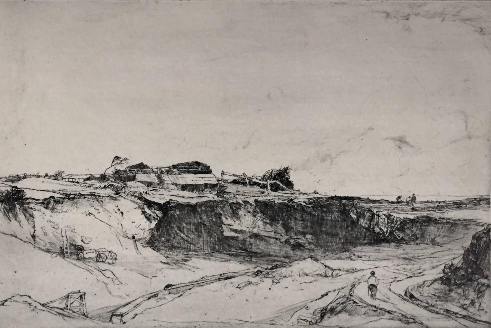 Oliver Hall, R.A., R.E., R.S.W. Figurative Print - Broughton Moor Pits, Durham
