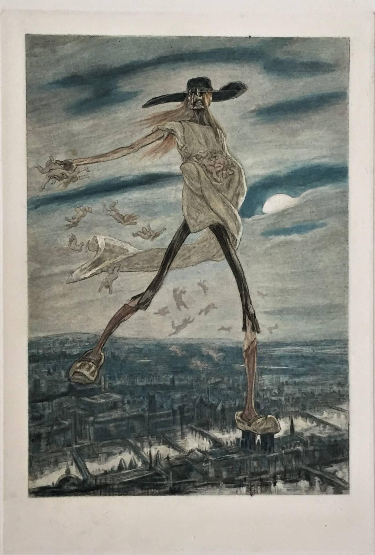 Satan sement l''ivraie (premier planche). (Satan sät Unkraut). – Print von Félicien Rops