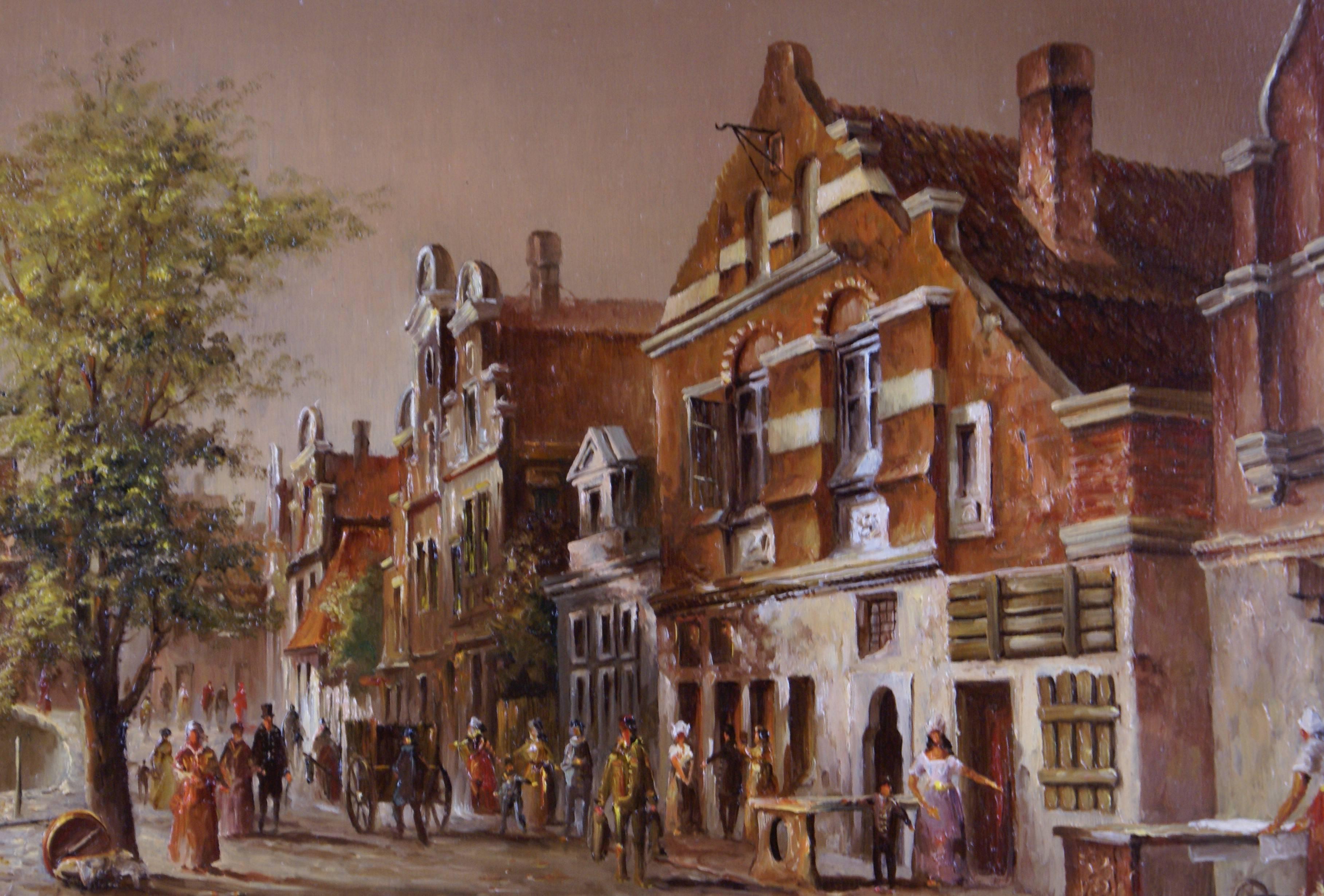 {Hollandisches Stadt}  Dutch City - Painting by Heinz Scholtz