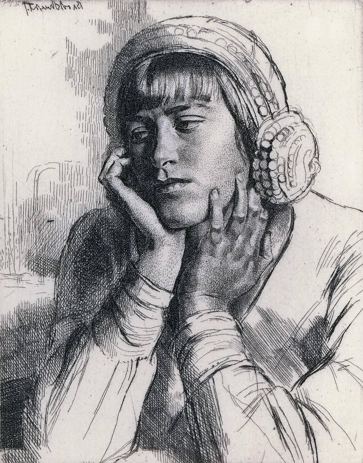 Gerald Leslie Brockhurst Portrait Print - Le Beguin (Anaïs)