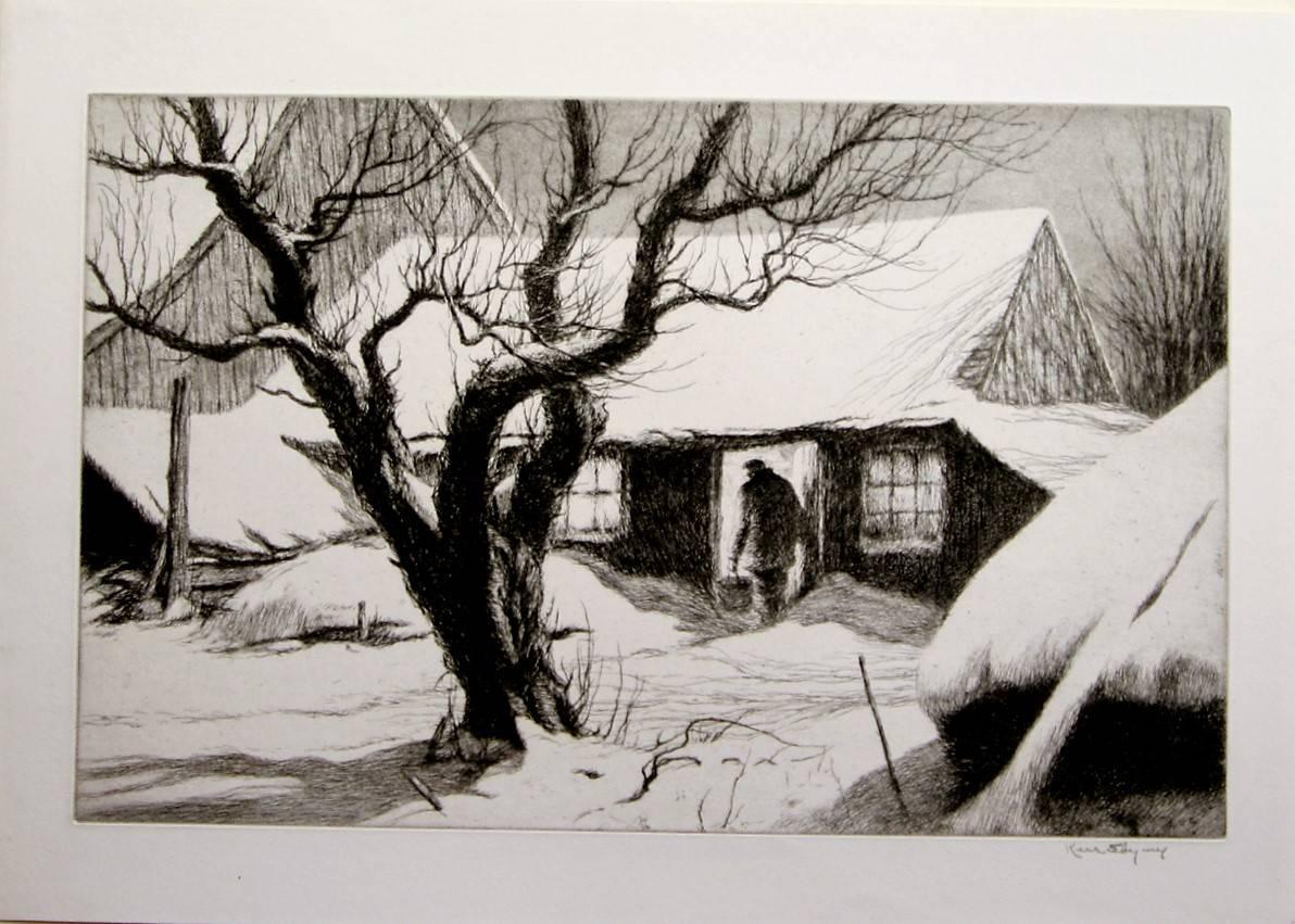 The Cow Shed - Print by Kerr Eby