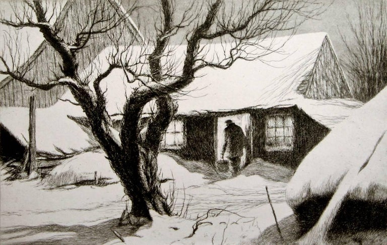Kerr Eby, N.A. Landscape Print - The Cow Shed
