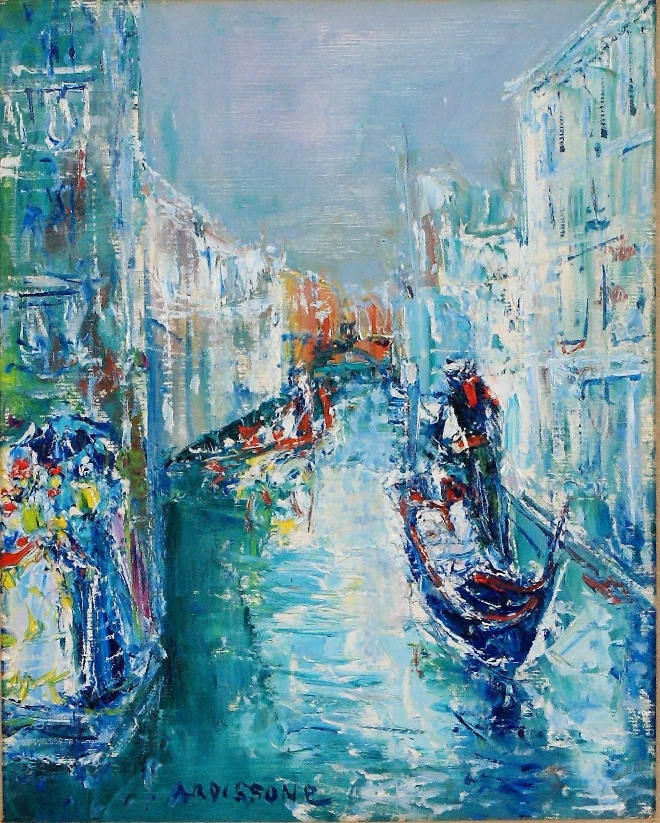  Promenade en Gondole (Gondola Ride) – Painting von Yolande Ardissone