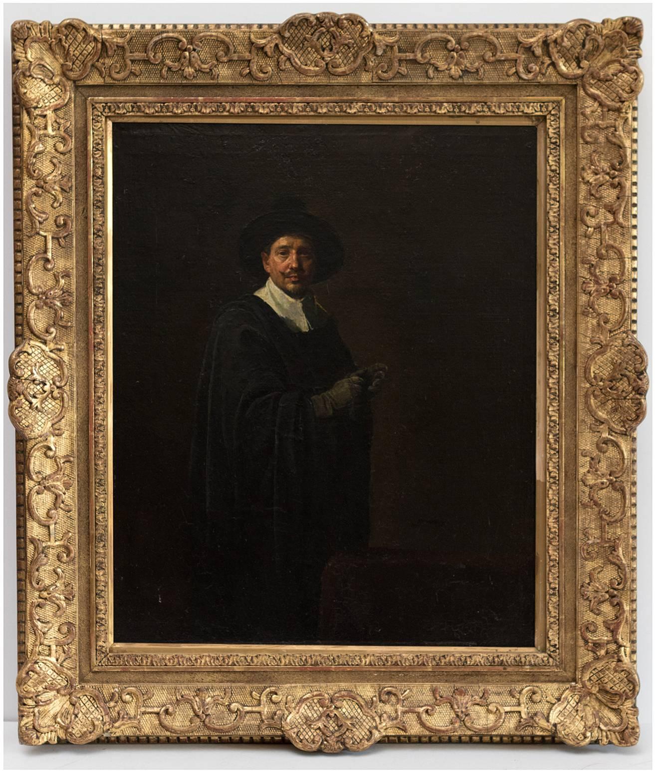 Herbert Johnson Harvey Portrait Painting - Self-Portrait in Seventeenth-Century Dutch Costume. [Hommage to Rembrandt].