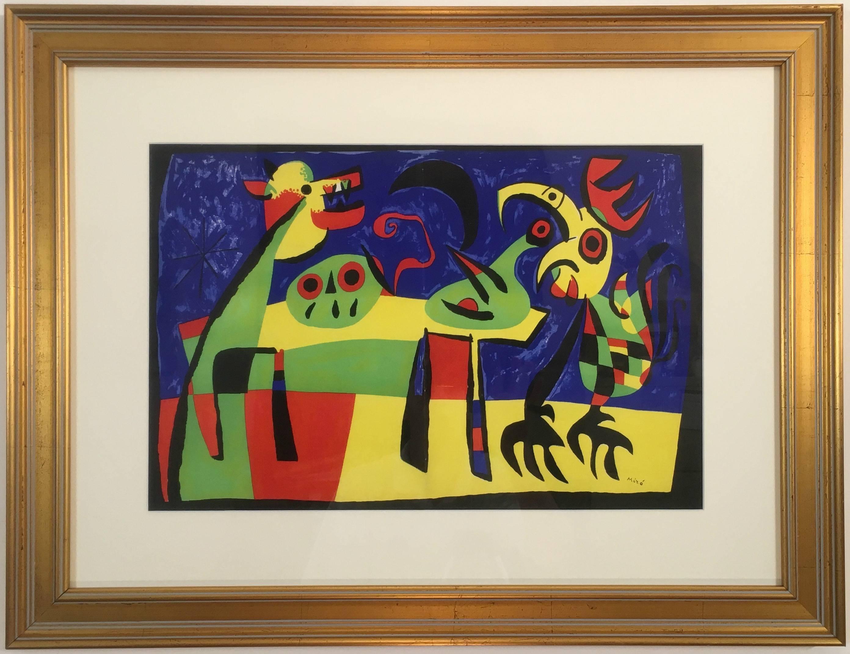 Joan Miró Abstract Print - Dog Barking at The Moon