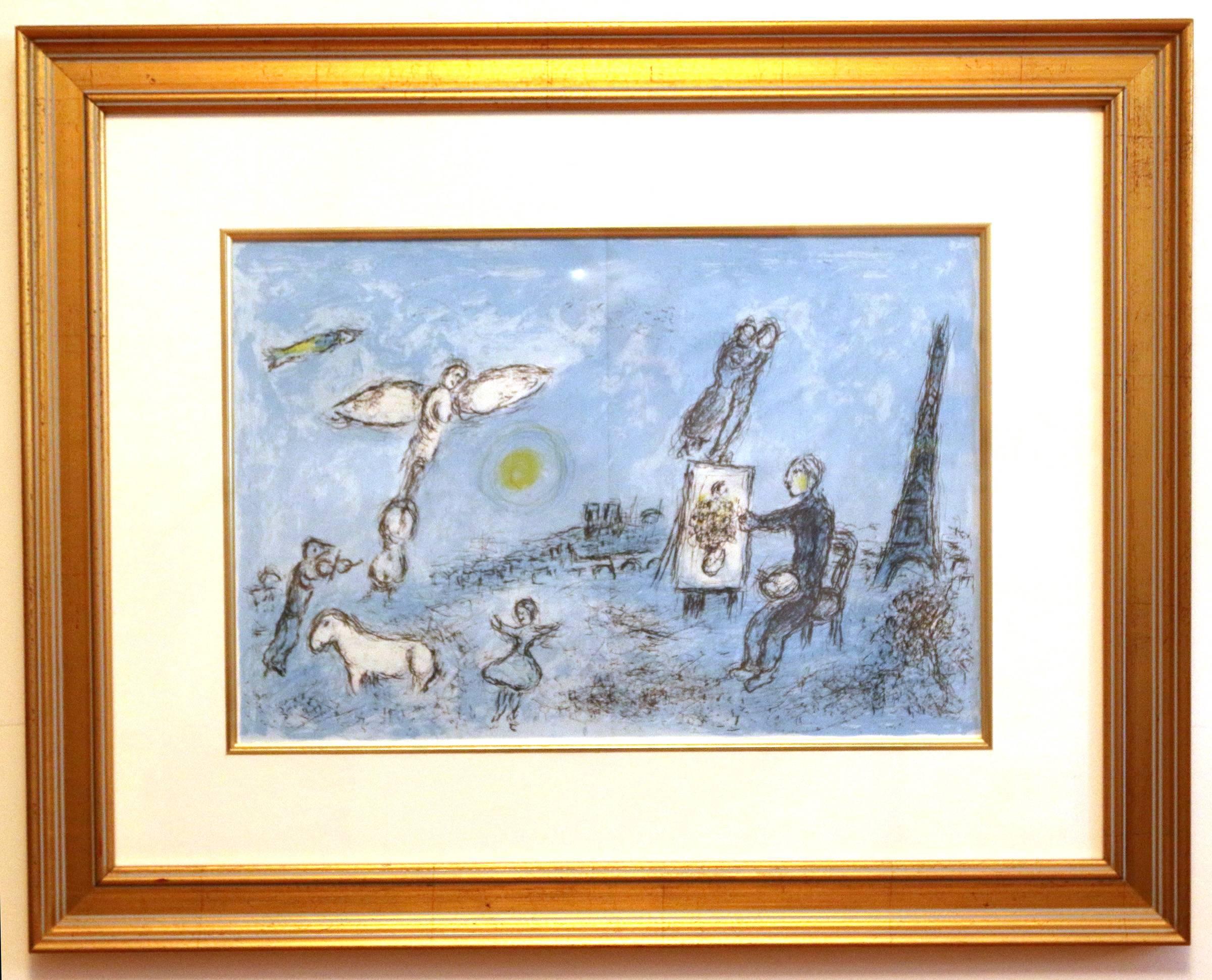 Marc Chagall Print - Le Peintre et son Double