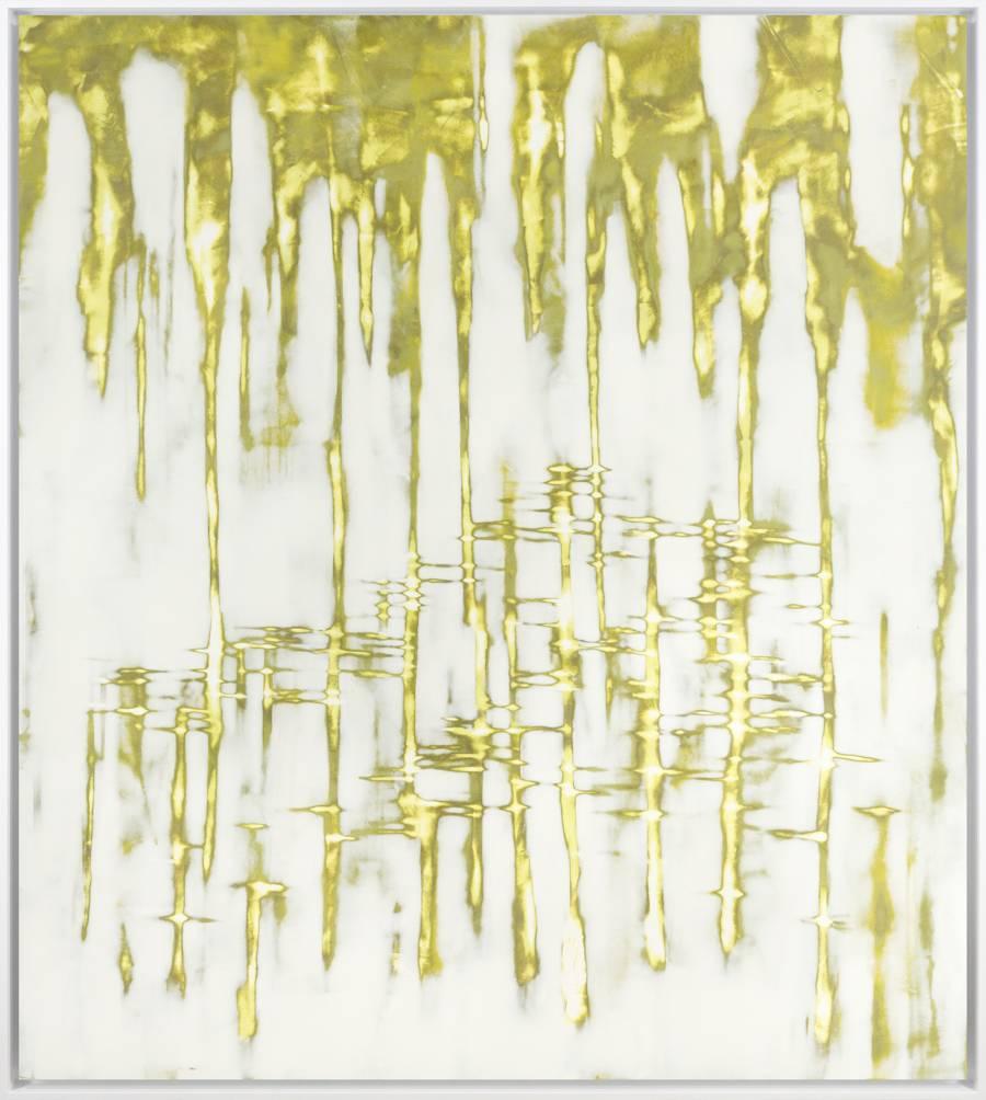 For the past decade, Weaser’s work has focused on nature. Weaser creates physically charged images reminiscent of watery landscapes. These abstracted scenes are formed from rhythmic manipulations of pigmented materials. Her process includes building