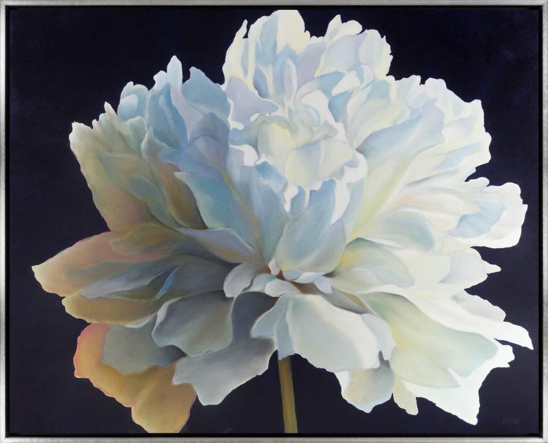 Single Peony - Contemporary Painting by Alice Pritchard