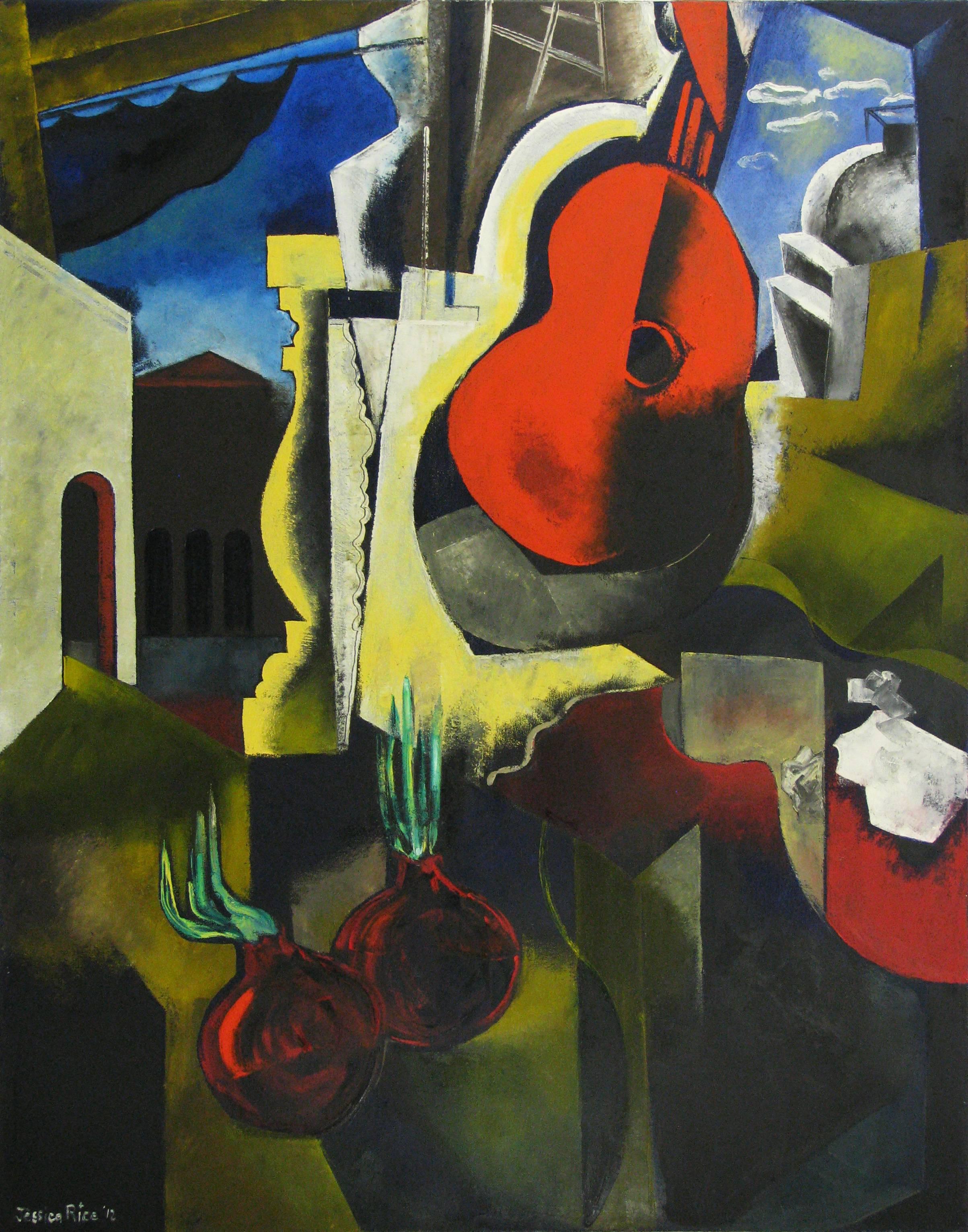 Jessica Rice Still-Life Painting - Guitar Rouge