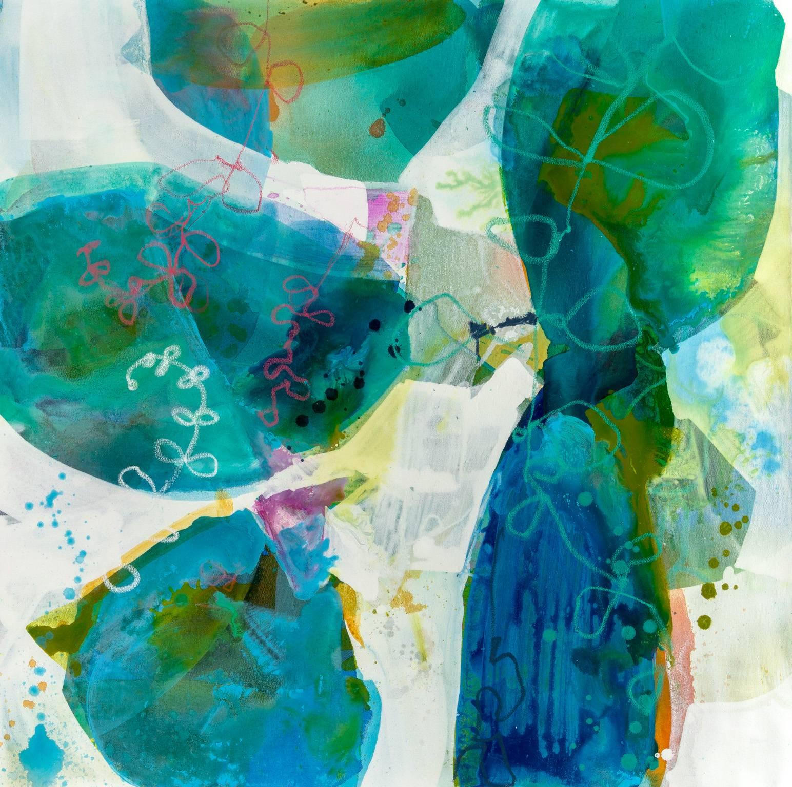Water Petals XI - Mixed Media Art by Liz Barber Leventhal