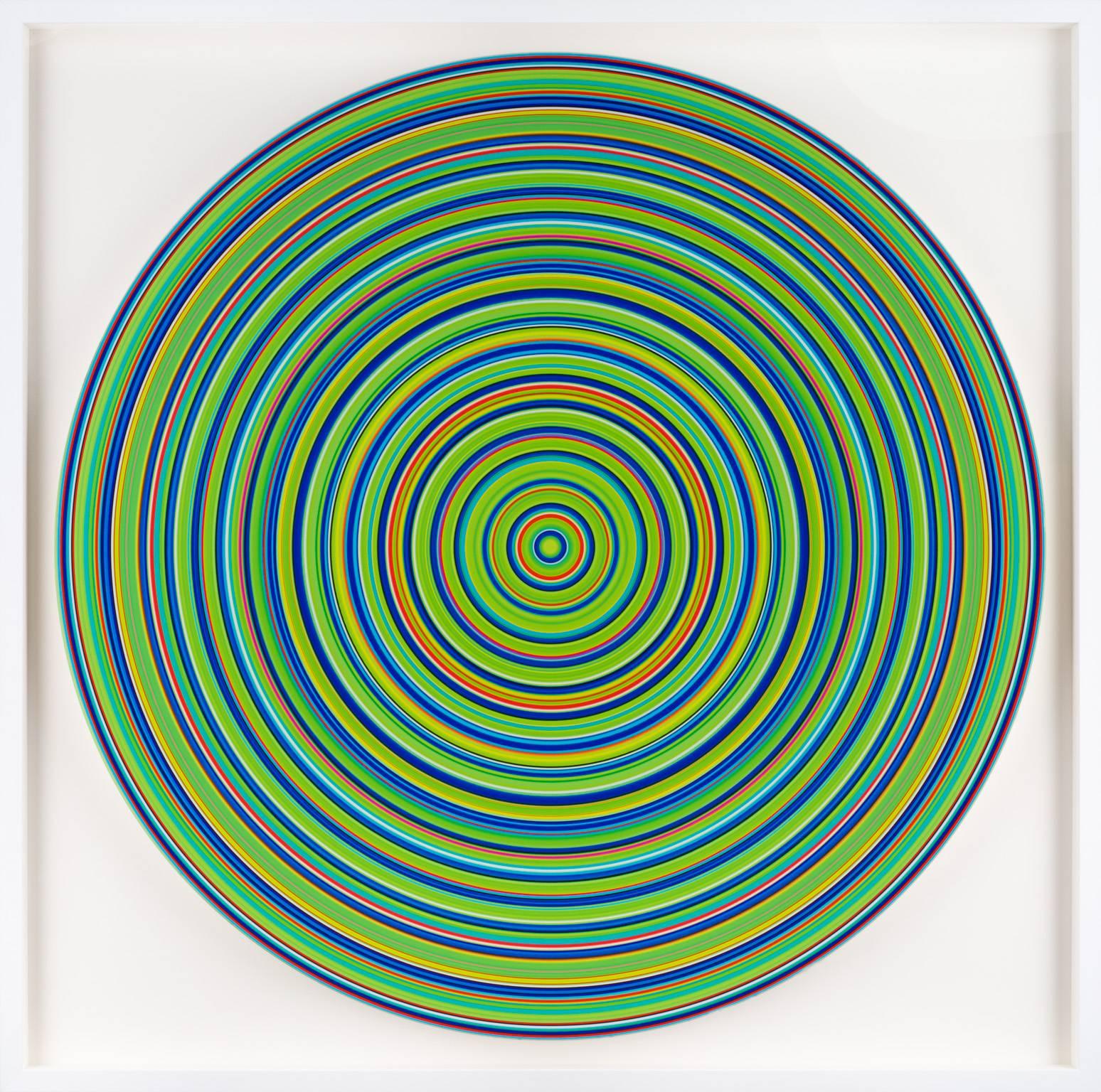Tom Bolles Abstract Painting - Green Op Target