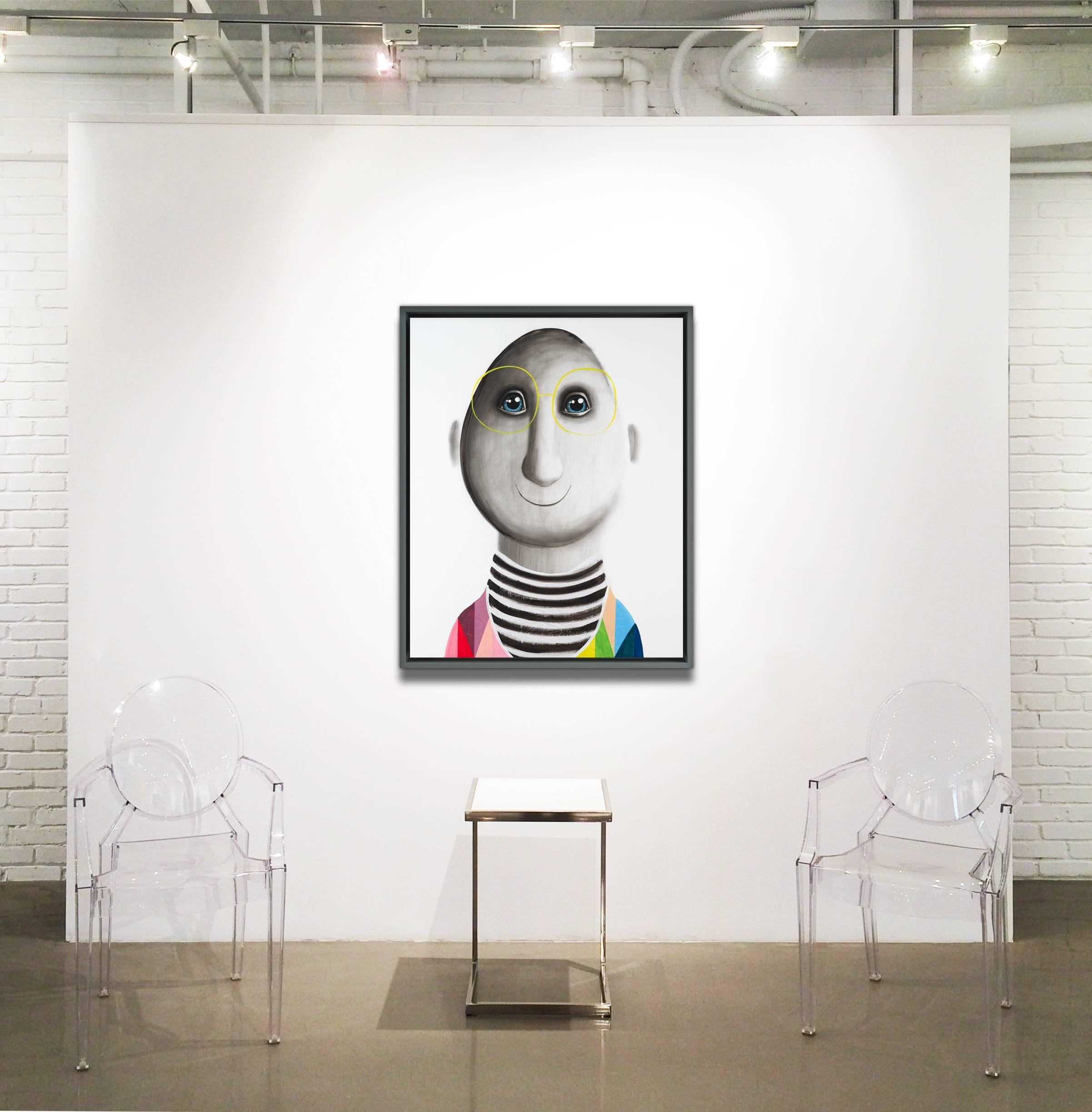 Ezra (Grau), Figurative Painting, von Raphaelle Seguin