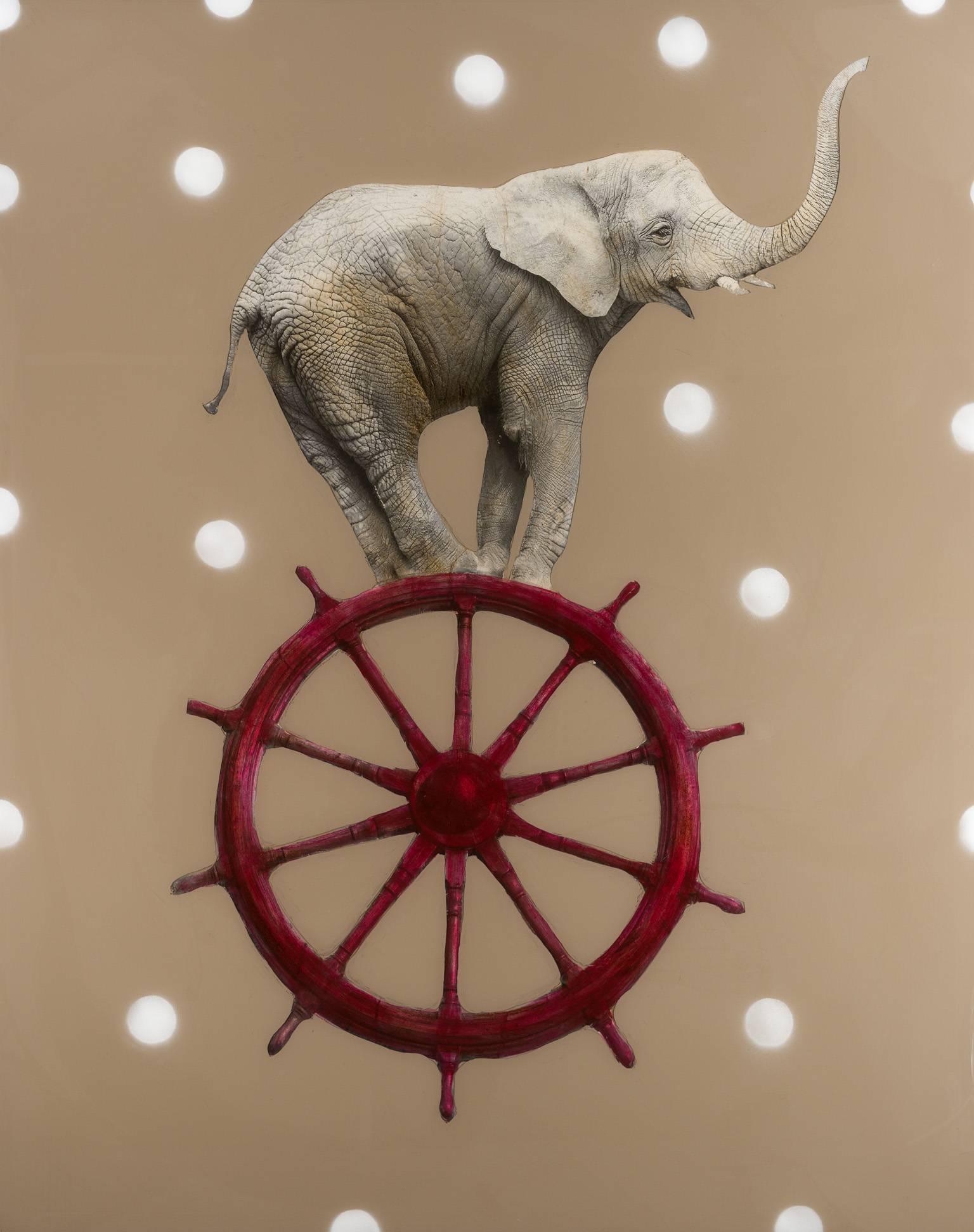 Anke Schofield Animal Painting - Red Shipwheel
