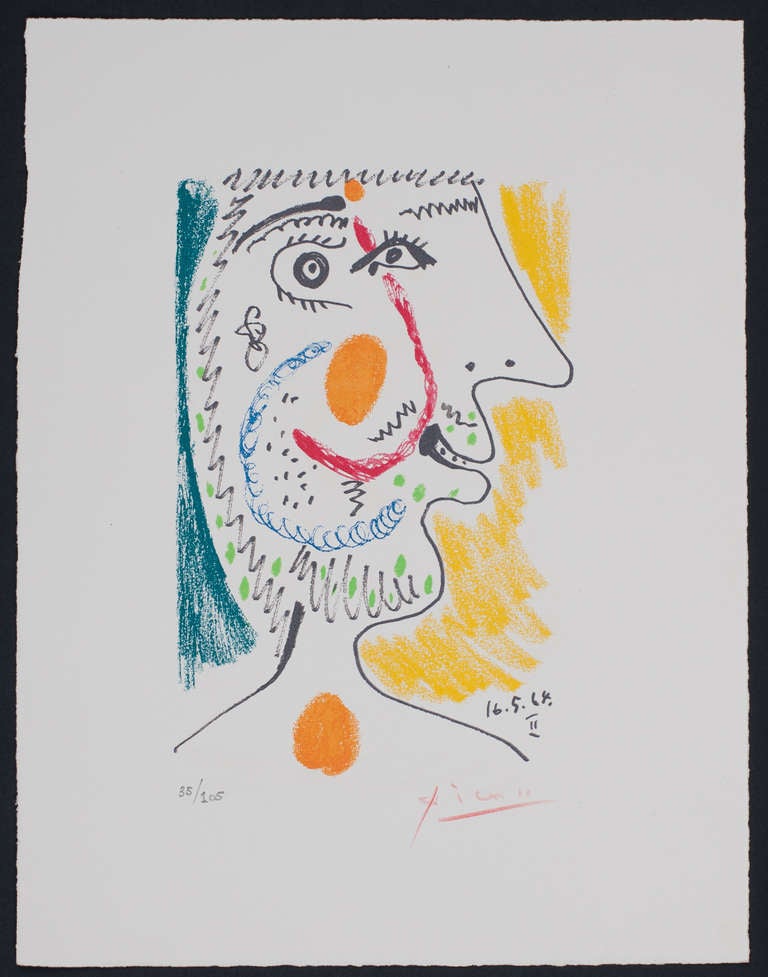 Pablo Picasso Portrait Print - The Taste of Happiness 16.5.64 II