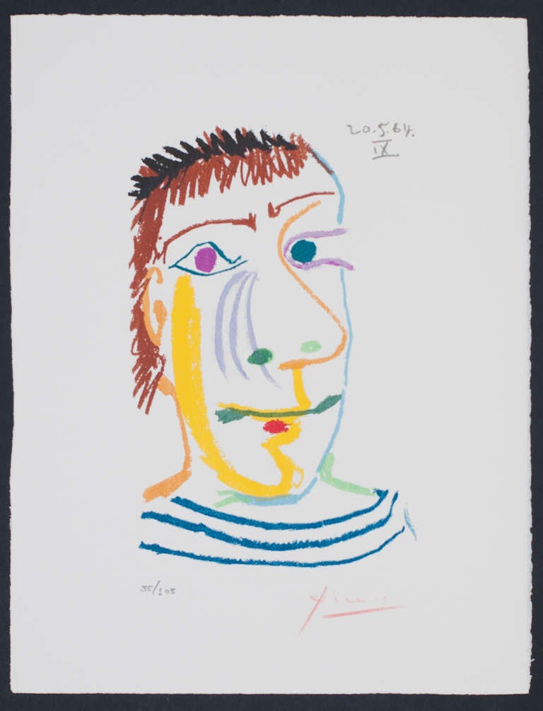 Pablo Picasso Portrait Print - The Taste of Happiness 20.5.64 IX