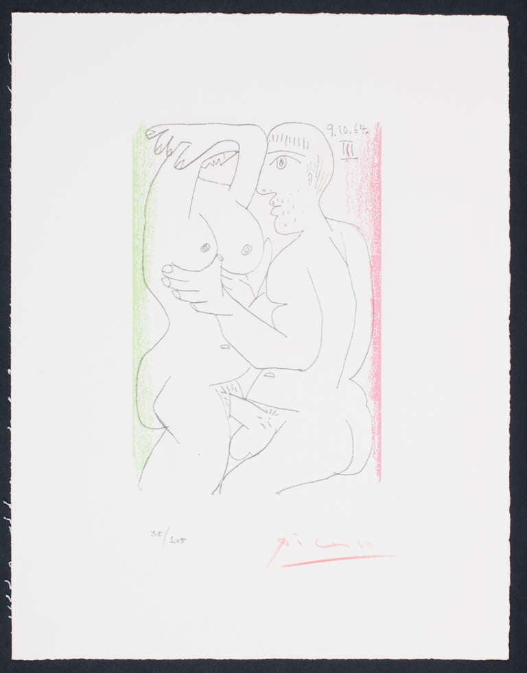 Pablo Picasso Figurative Print - The Taste of Happiness 9.10.64 III