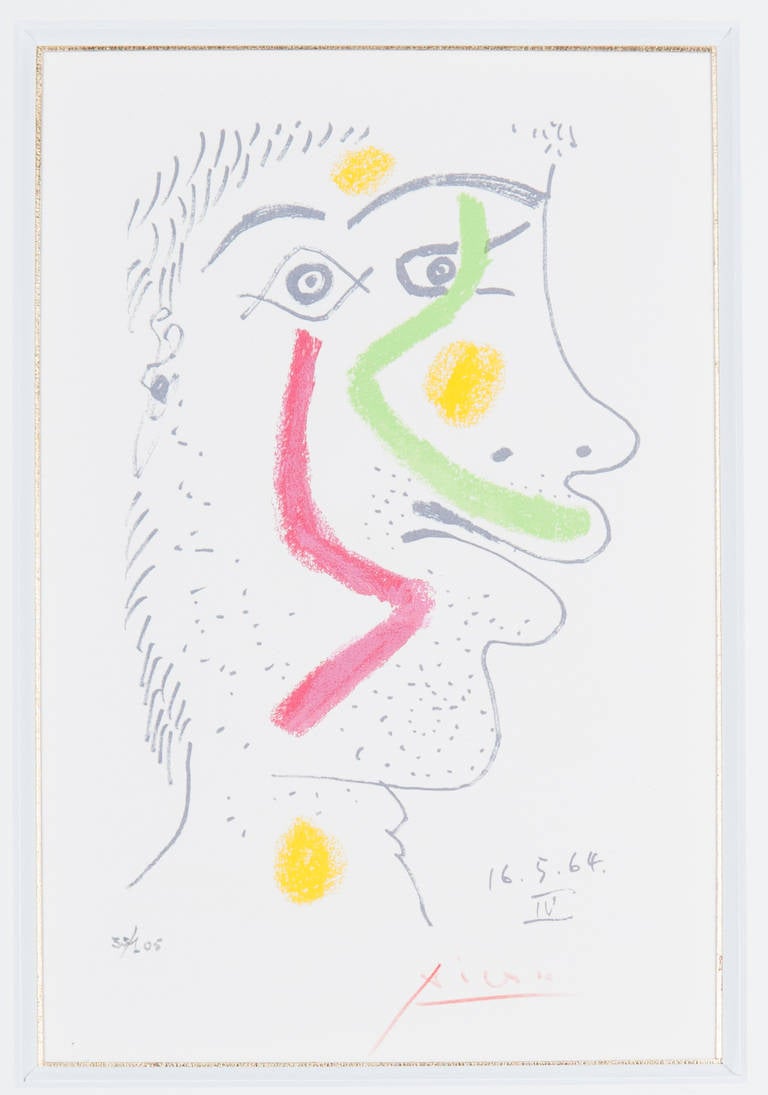 Pablo Picasso Portrait Print - The Taste of Happiness 16.5.64 IV