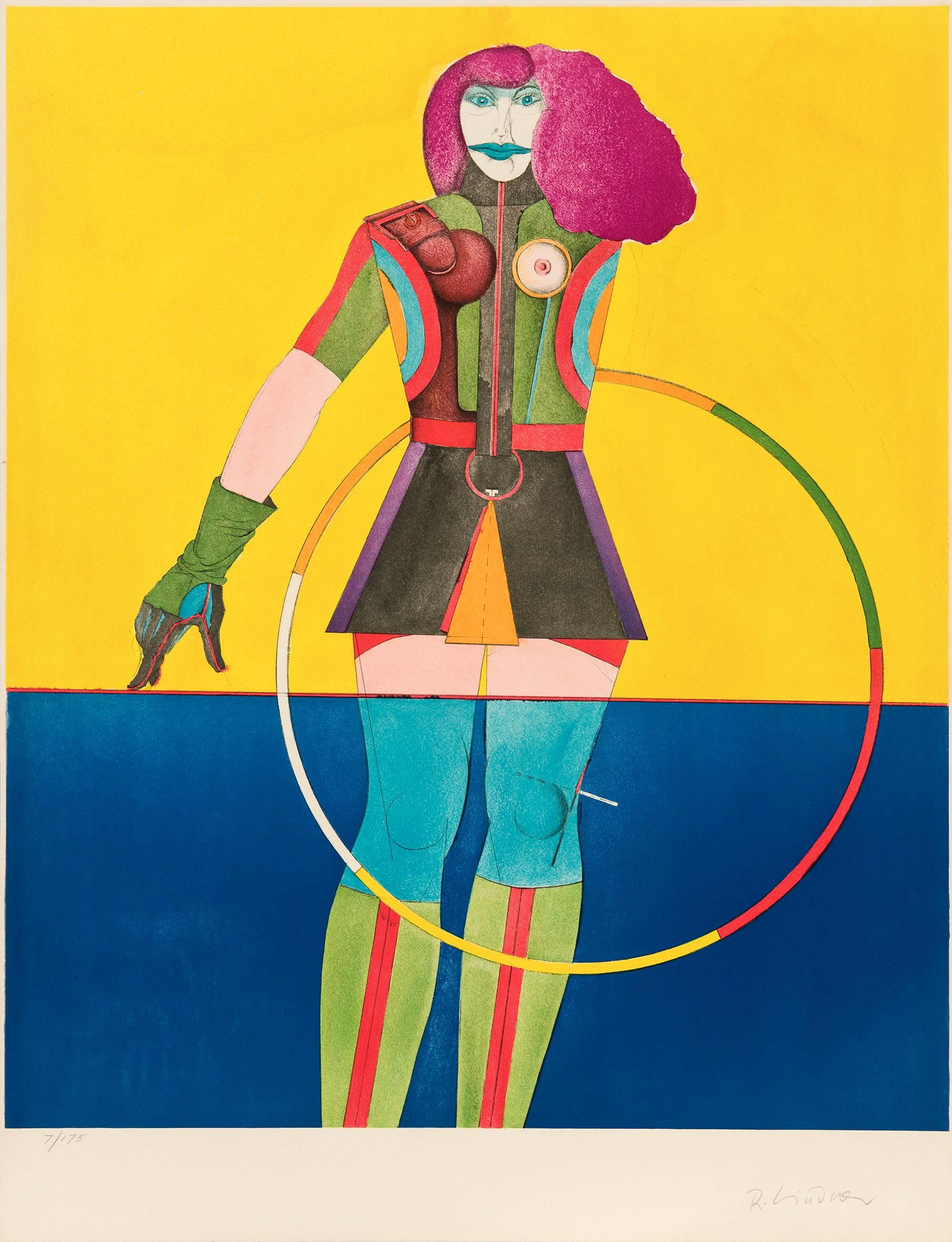 Richard Lindner Figurative Print - Girl with hoop