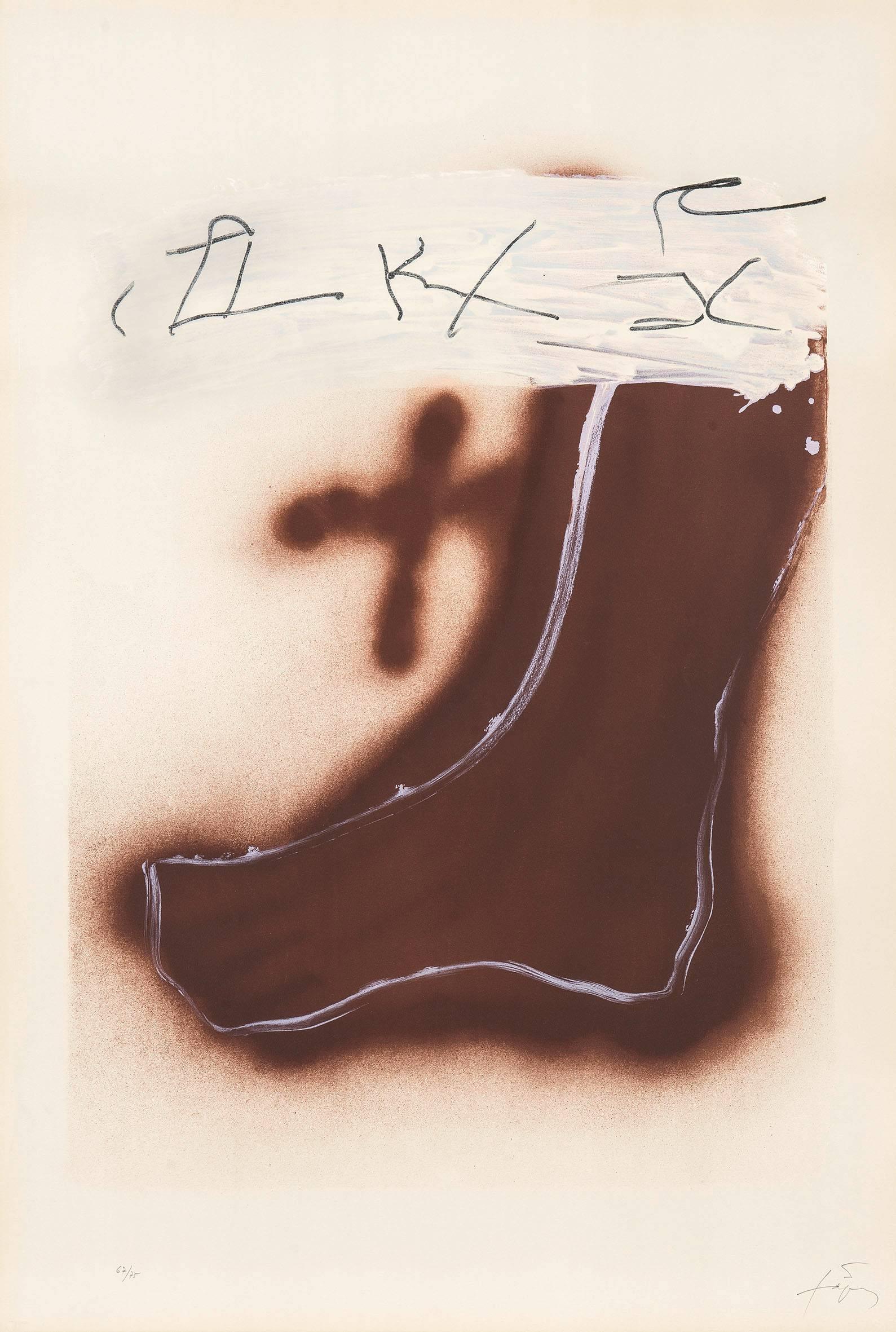 Antoni Tàpies Figurative Print - Pied marron