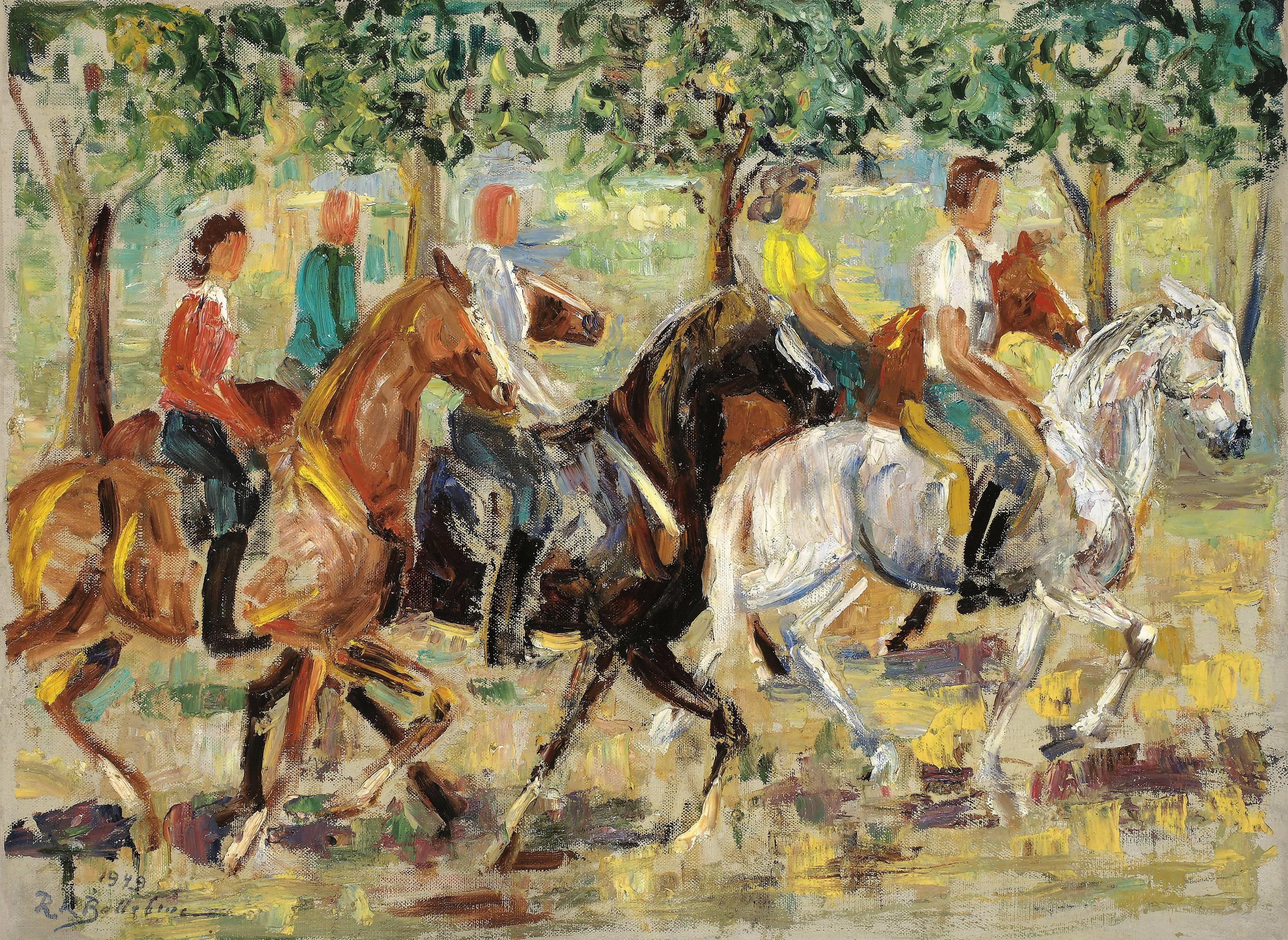 Rudolf Raimund Ballabene Figurative Painting - Equestrians, 1949