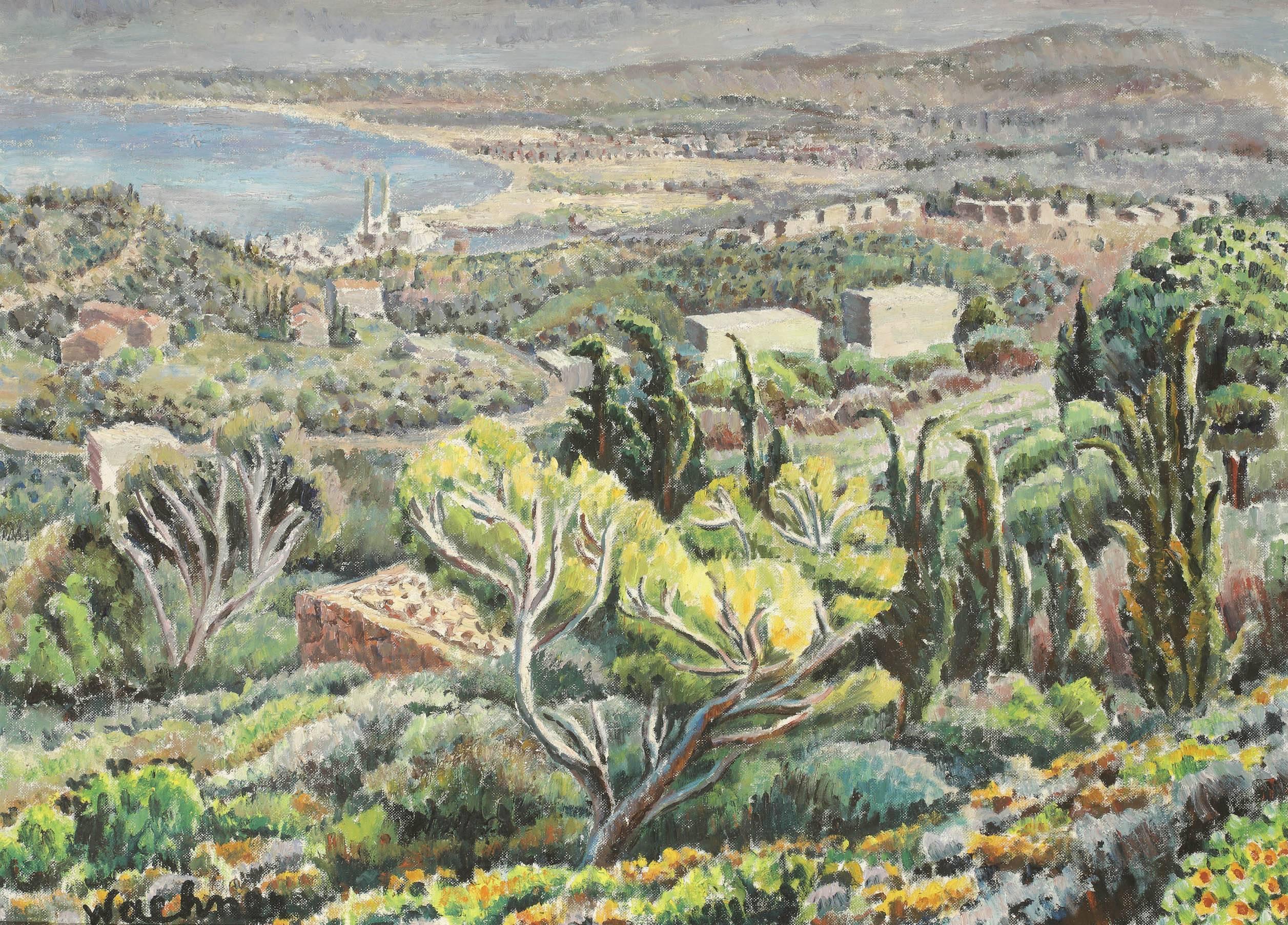 Haifa, Mont Carmel, 1960s - Painting by Trude Waehner