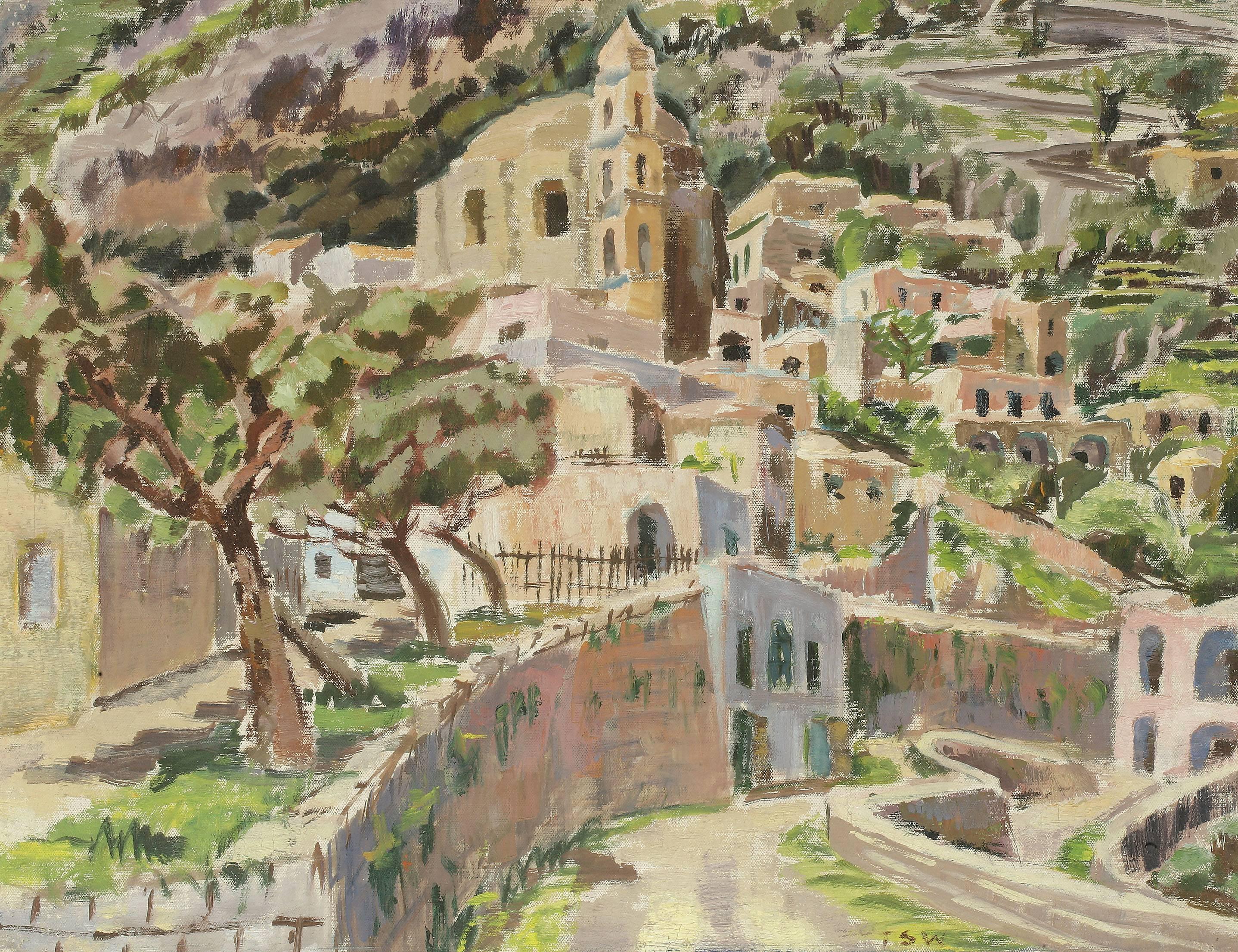 Positano, 1930s - Painting by Trude Waehner