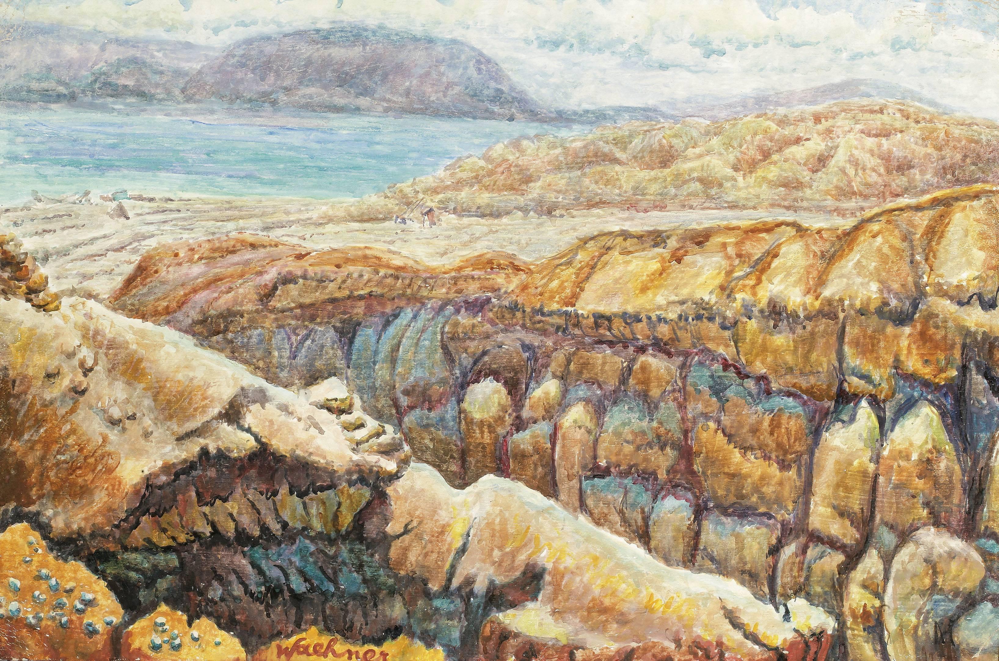 Canyon of the Dead Sea, 1960s - Modern Mixed Media Art by Trude Waehner