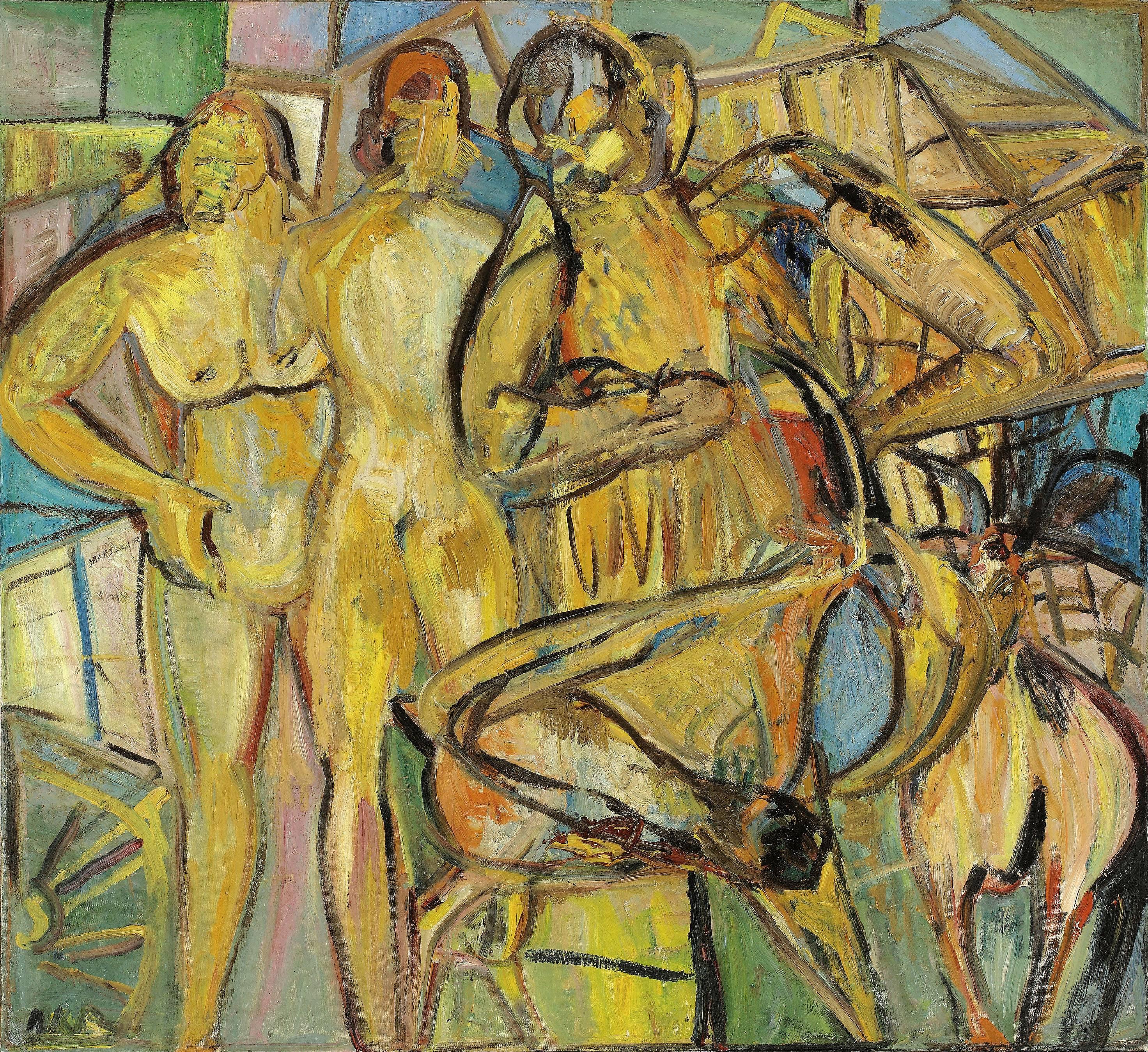 The judgment of Paris, 1960s - Painting by Rudolf Raimund Ballabene