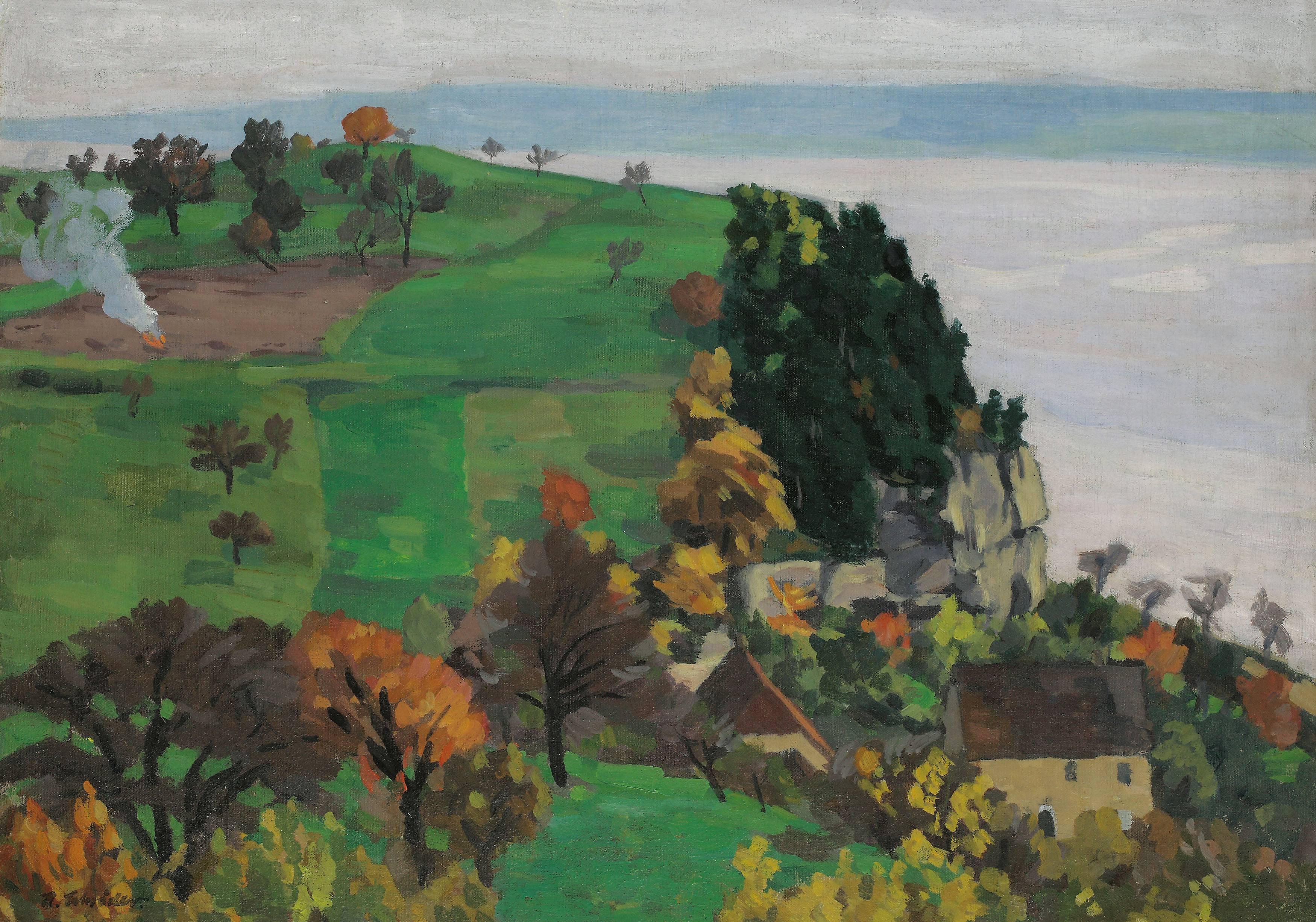 At the coast, ca 1909/10 (Brittany/France) - Painting by Heinrich Schröder