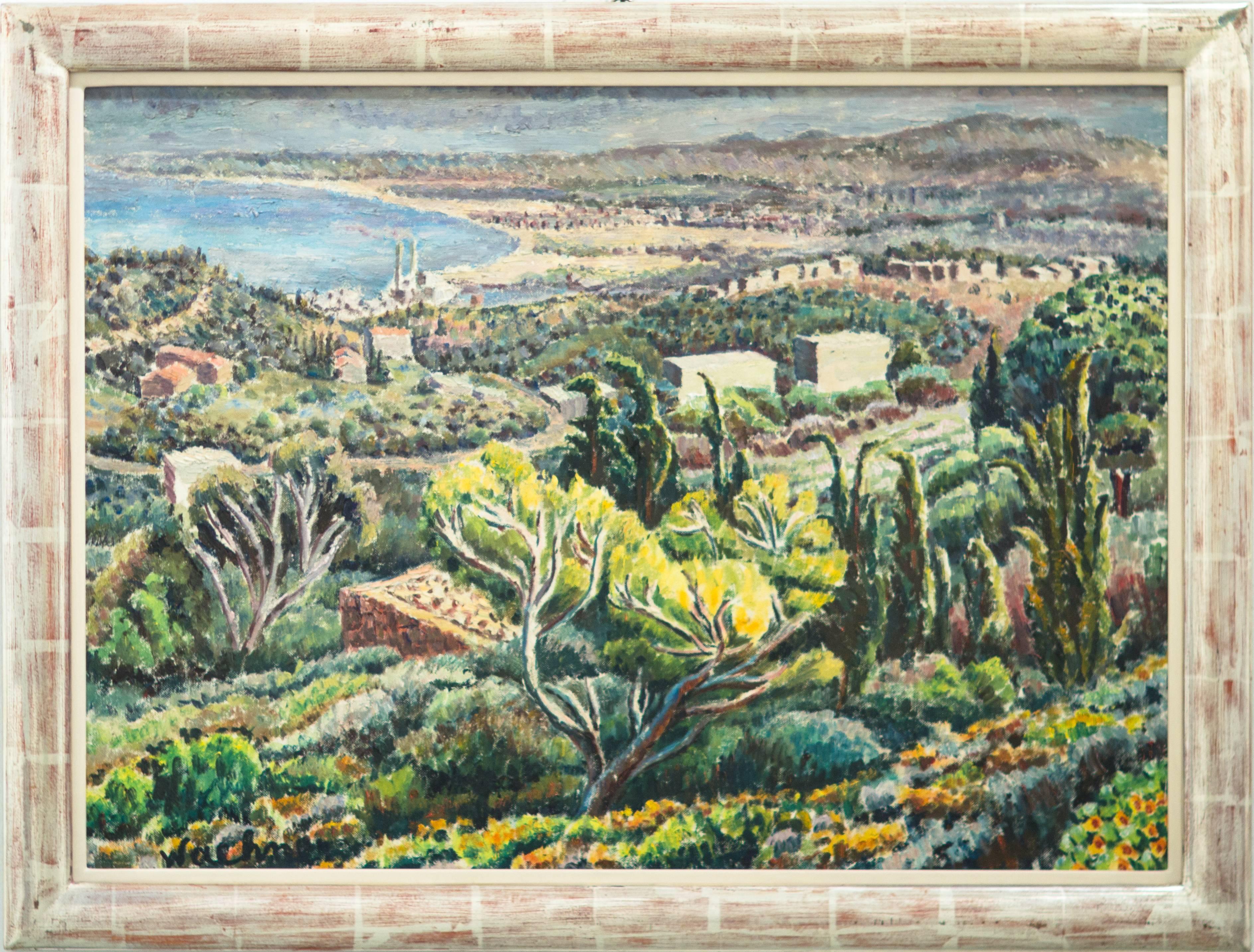 Trude Waehner Landscape Painting - Haifa, Mont Carmel, 1960s