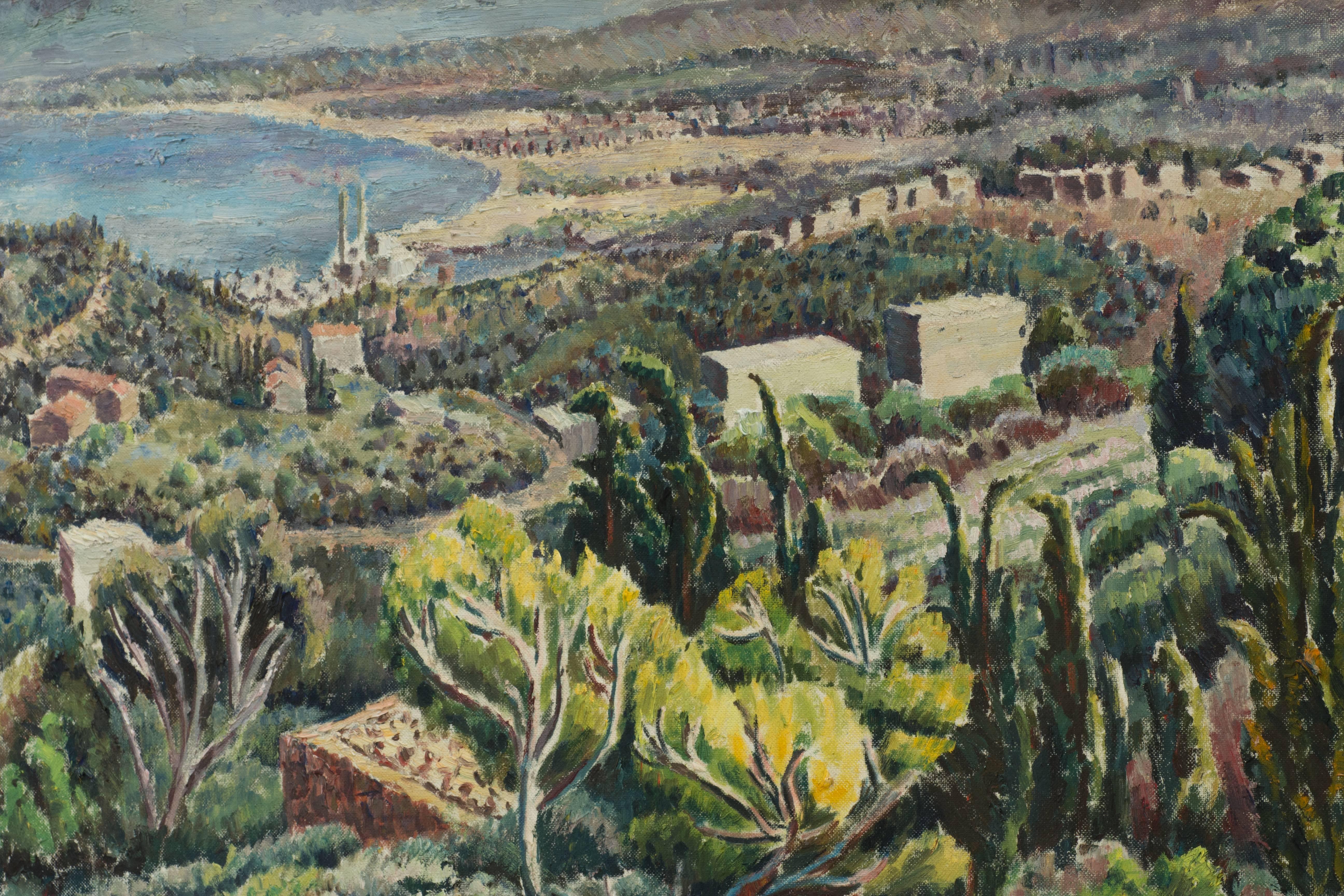 Haifa, Mont Carmel, 1960s - Brown Landscape Painting by Trude Waehner