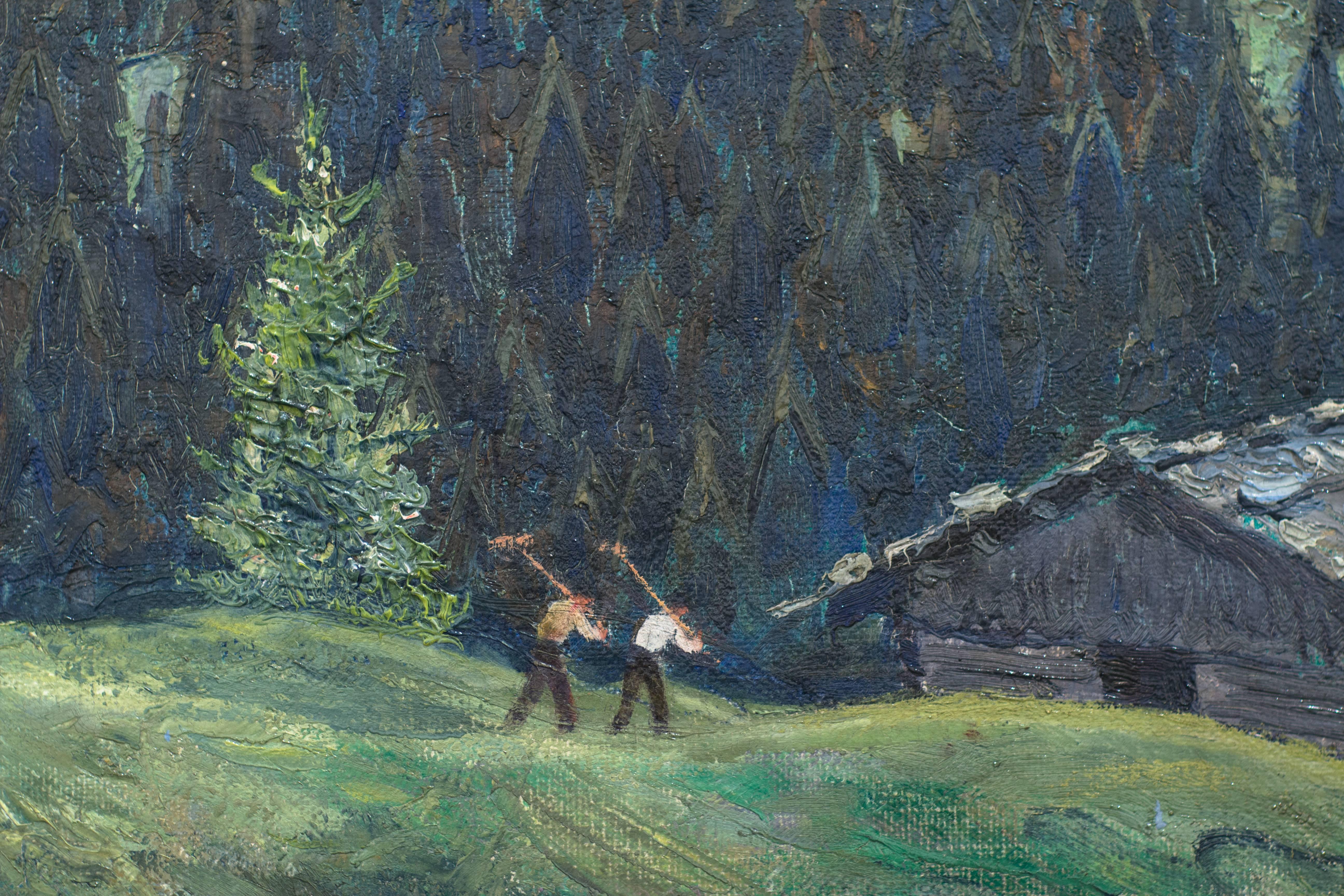 Dolomites - Gray Landscape Painting by Anton Josef Storch-Alberti