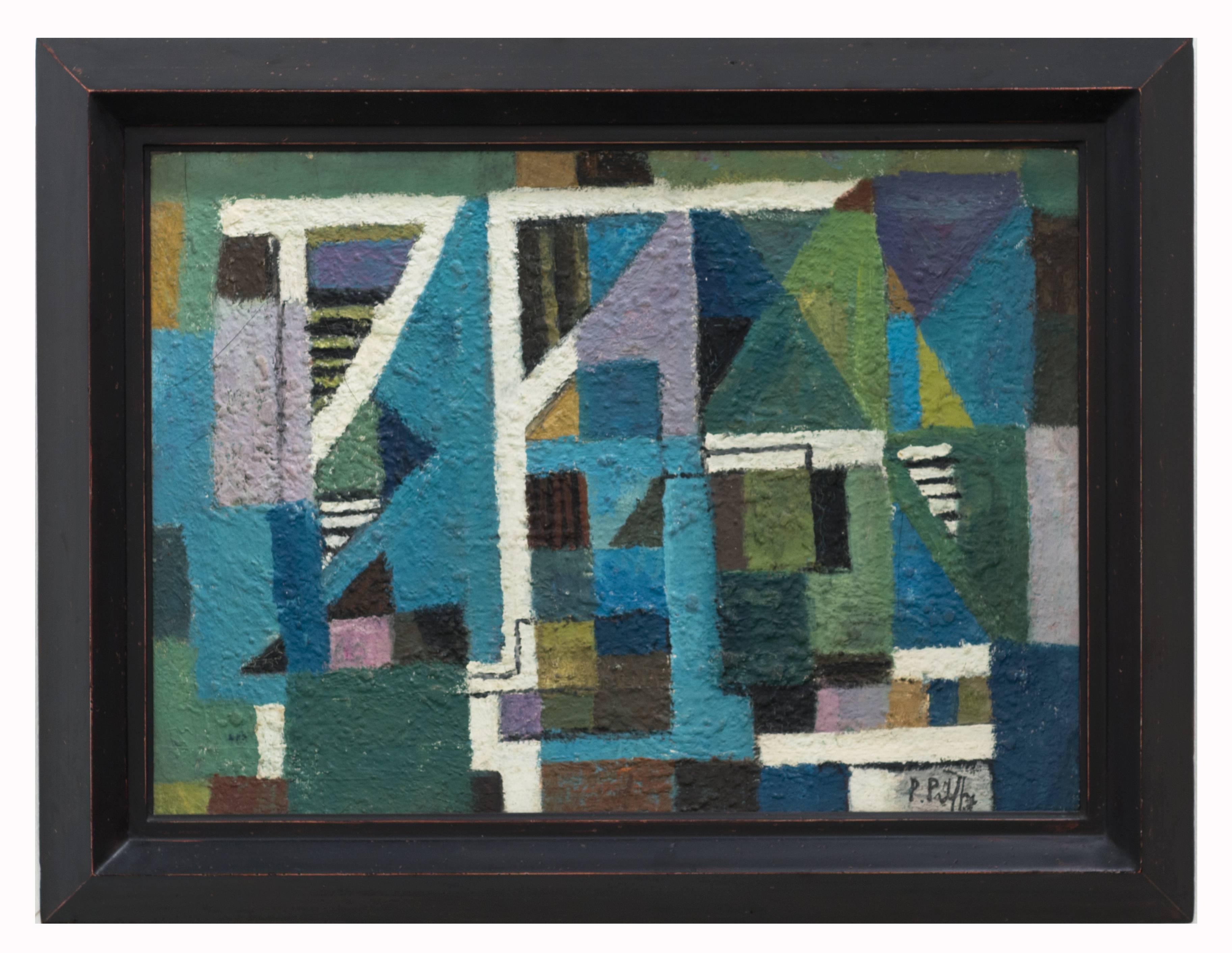 Peter Pálffy Abstract Painting - View out of the window, 1960s