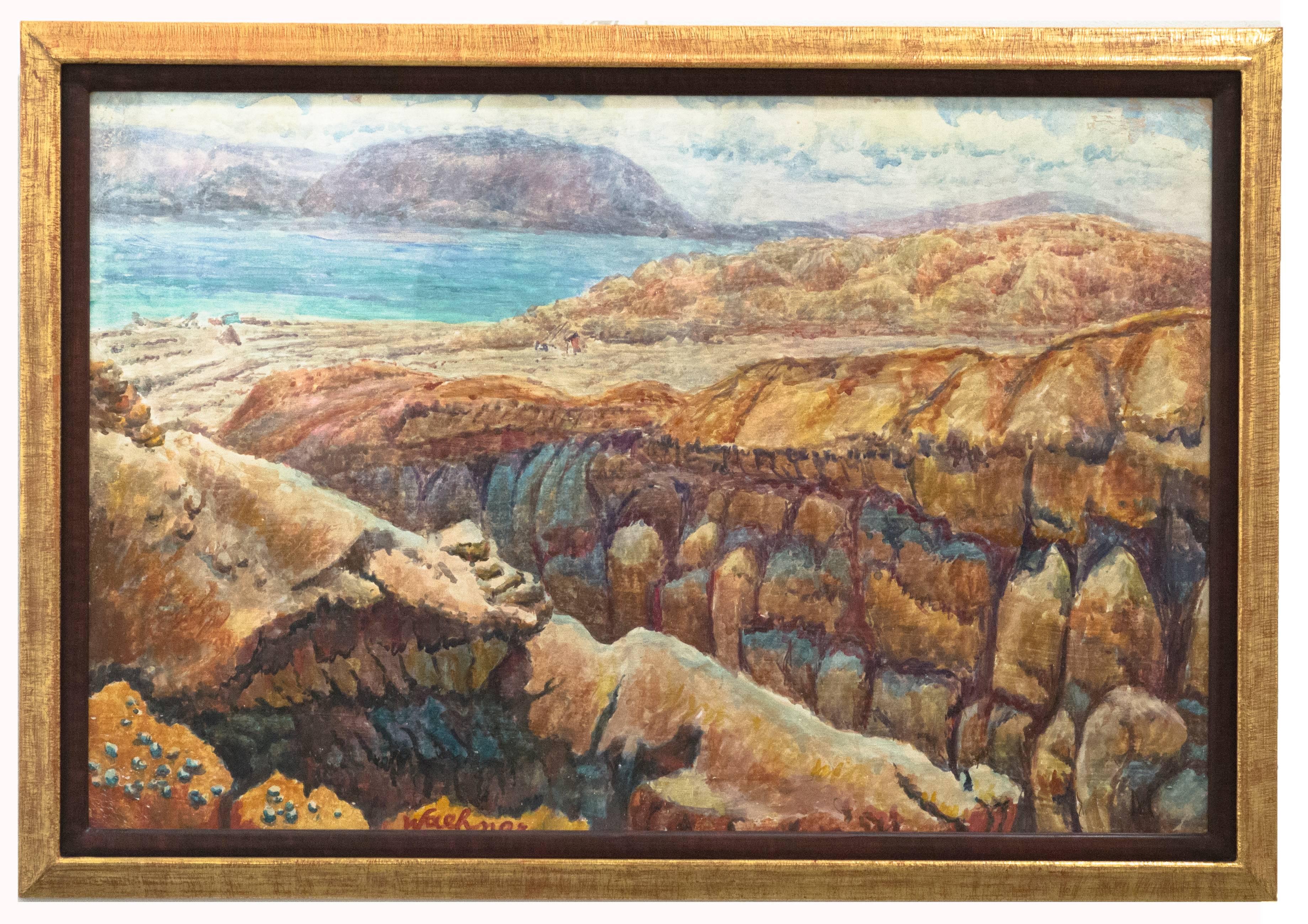 Canyon of the Dead Sea, 1960s - Mixed Media Art by Trude Waehner