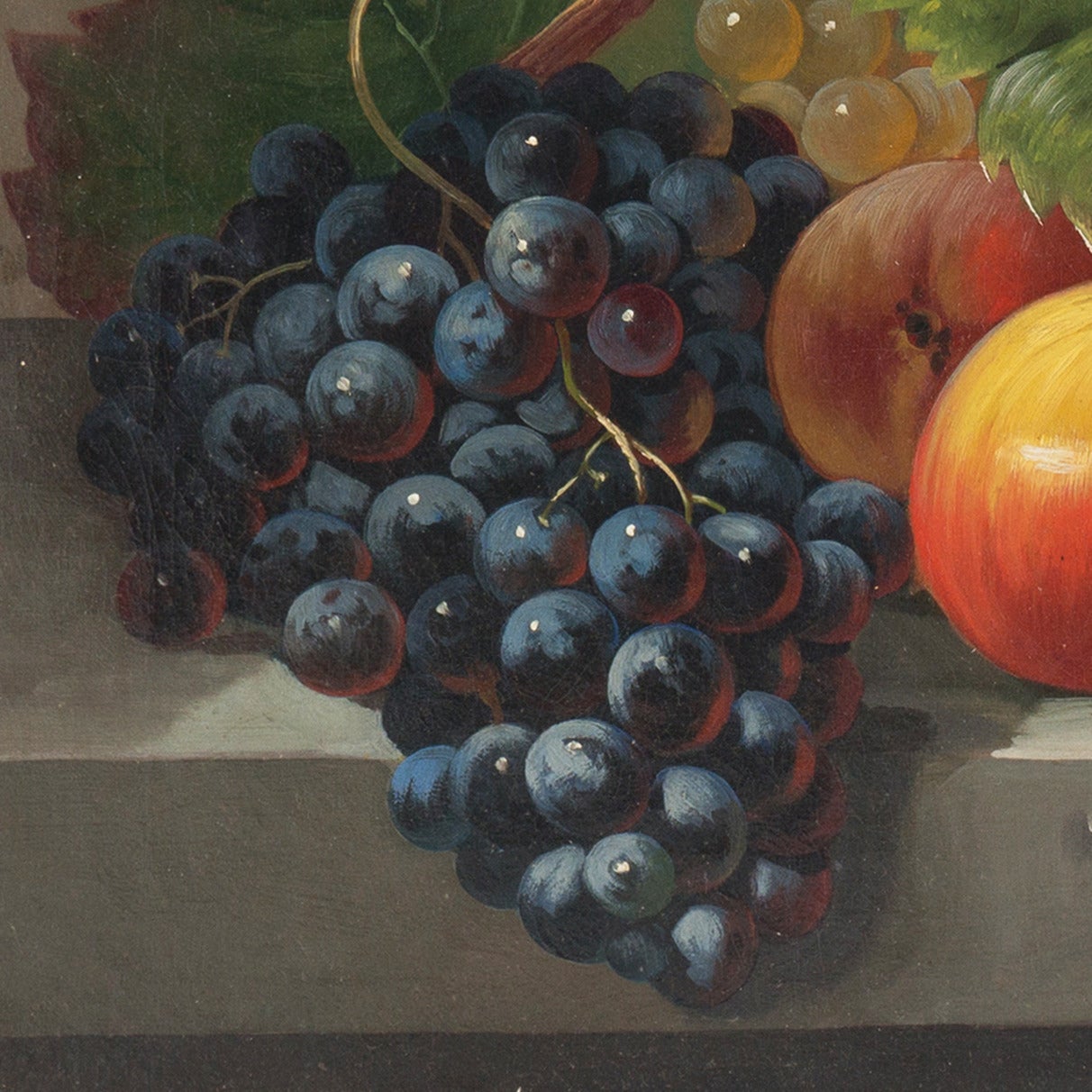 still life with fruit on a stone ledge