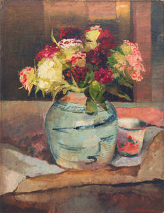 Flowers in a Stoneware Vase