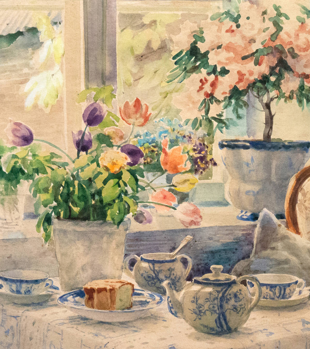 The Tea Table, Knudsminde Farm - Painting by Olga Alexandrovna