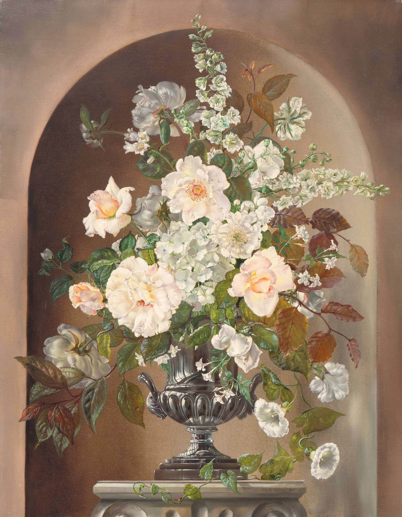Still Life in White - Painting by Cecil Kennedy