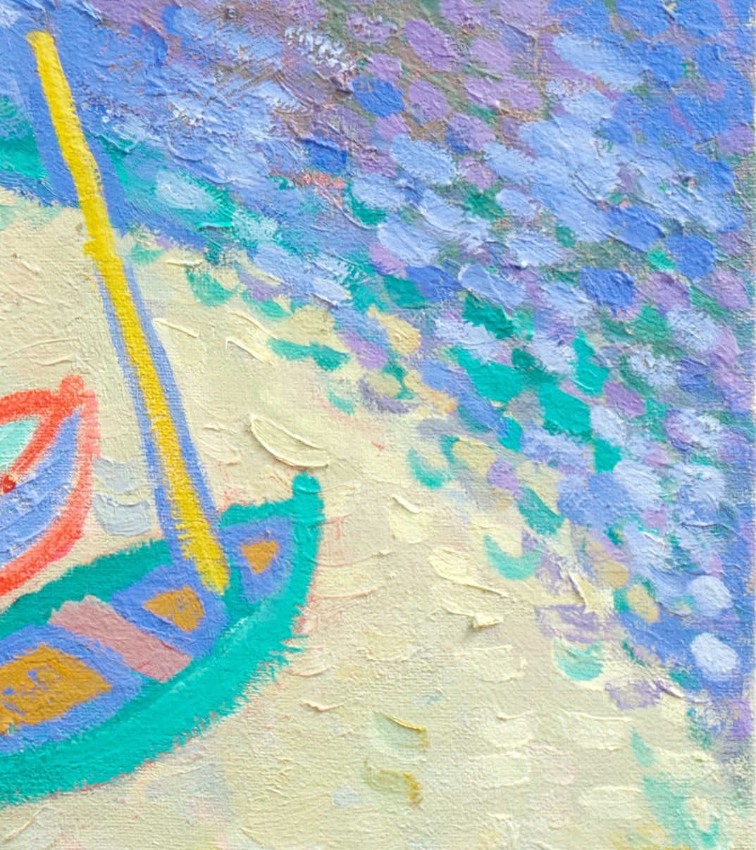 Boats on the Beach - Expressionist Painting by Johannes Carstensen