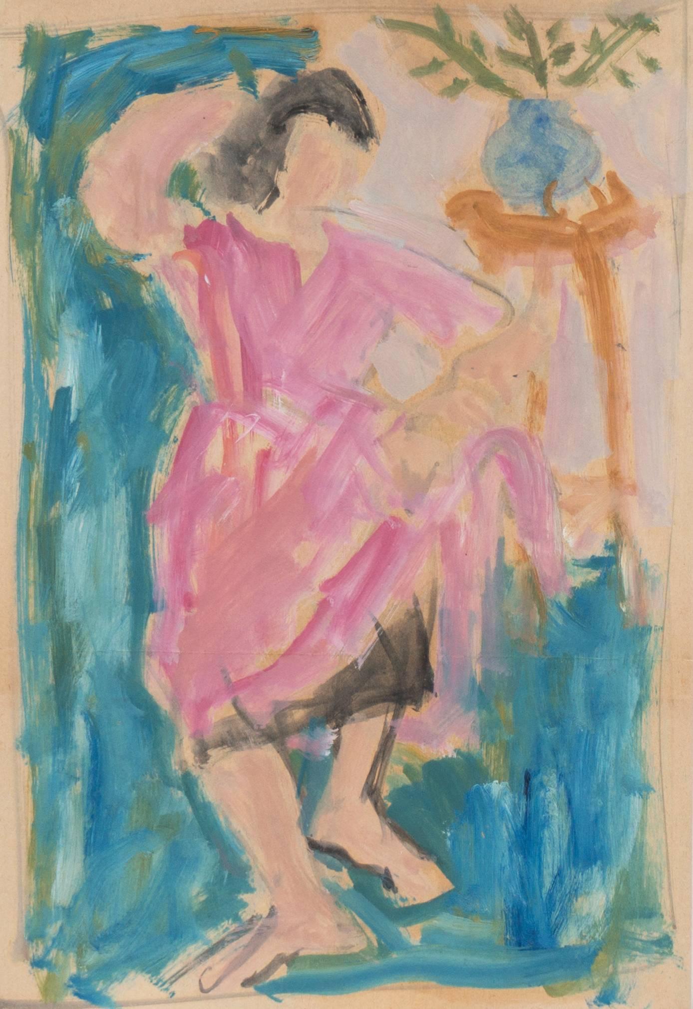 Victor Di Gesu Figurative Painting - 'Dancer in Rose', Paris, Louvre, Académie Chaumière, Carmel, California, LACMA