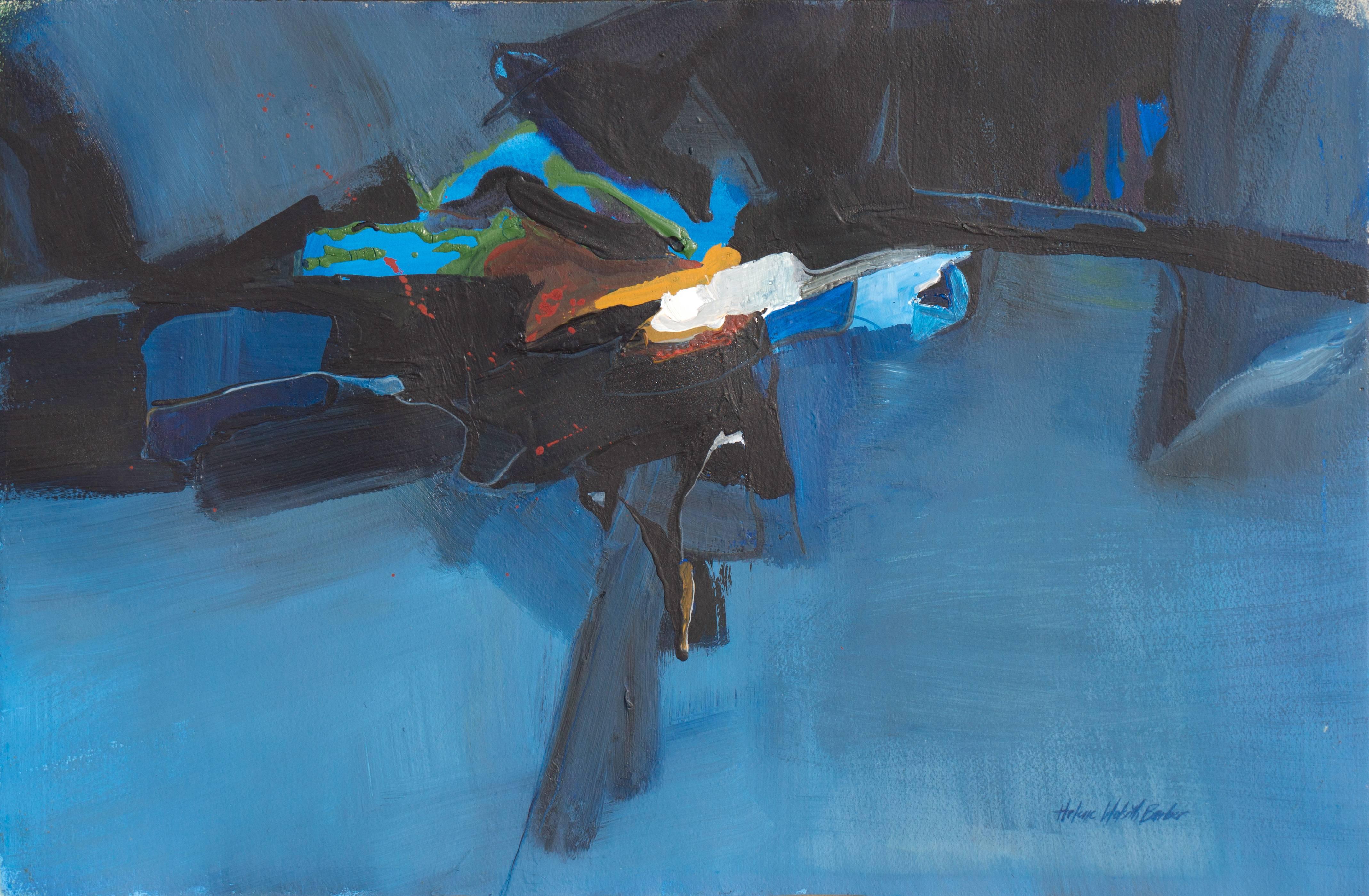 Helene Wolseth Barber Abstract Painting - 'Abstract in Blue', Exhibited: San Francisco Women's Art Association, 1966