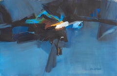 'Abstract in Blue', Exhibited: San Francisco Women's Art Association, 1966