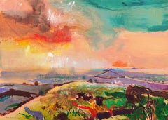 'Monterey at Sunset', California Post-Impressionist Landscape